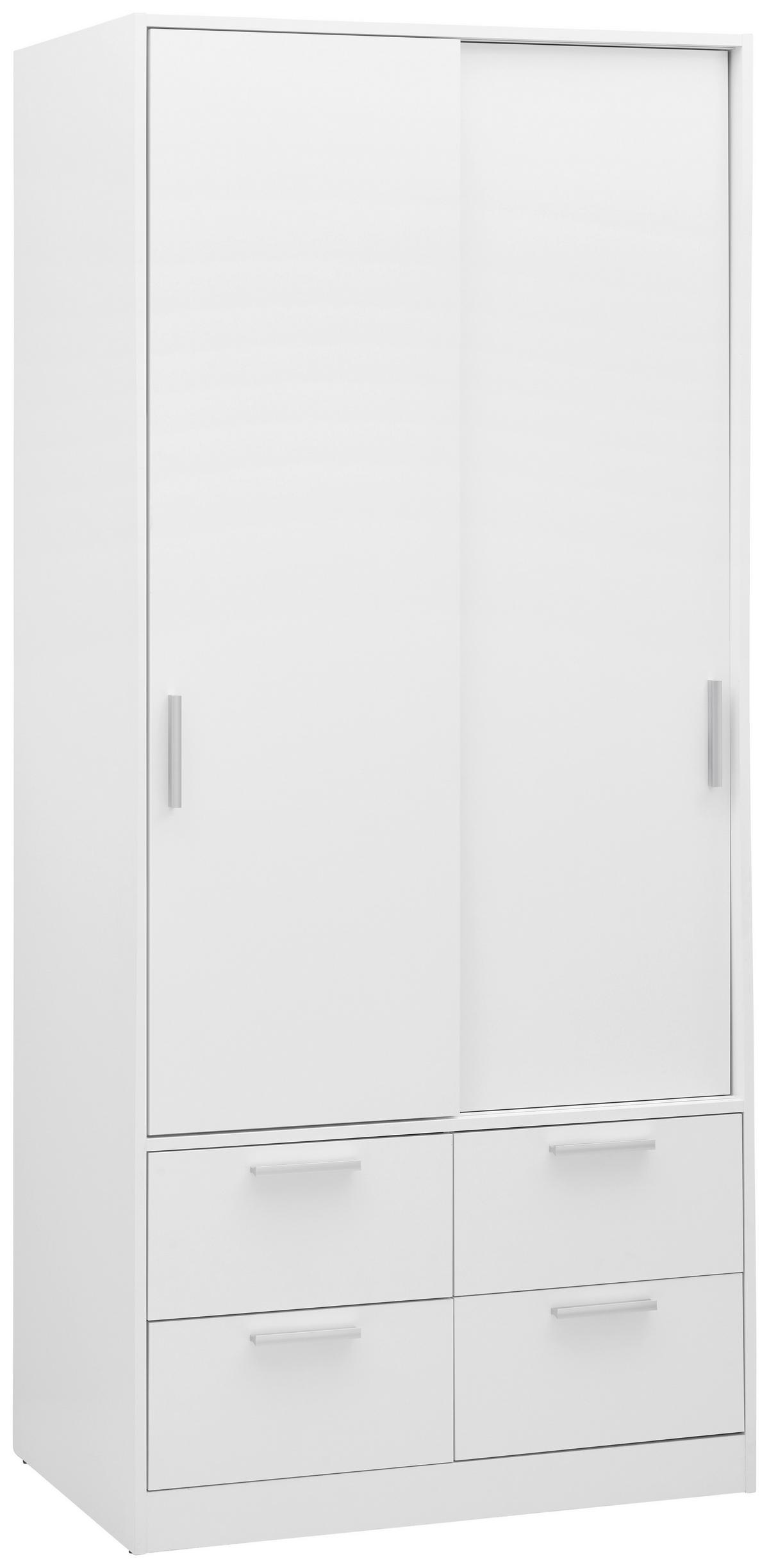 Schiebetürenschrank in Weiss - Chromfarben/Weiss, Konventionell, Holzwerkstoff/Kunststoff (90/205/60cm) - Mömax