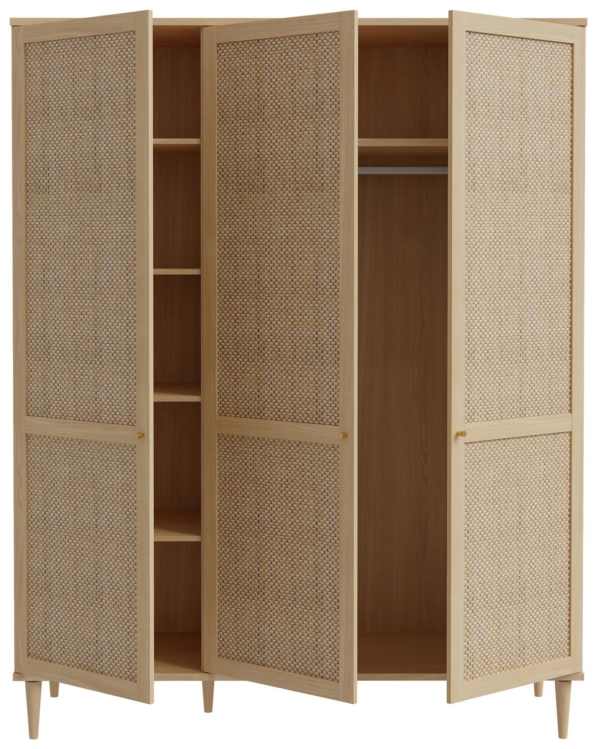 Ormar Calasetta - boje hrasta/zlatne boje, Natur, drvni materijal/metal (164,8/208,1/52,1cm) - Zandiara