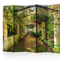 Paravan Pergola I, 5-Delni, Dvostranski - bež/svetlo zelena, Basics, tekstil/les (225/172/3cm) - artgeist