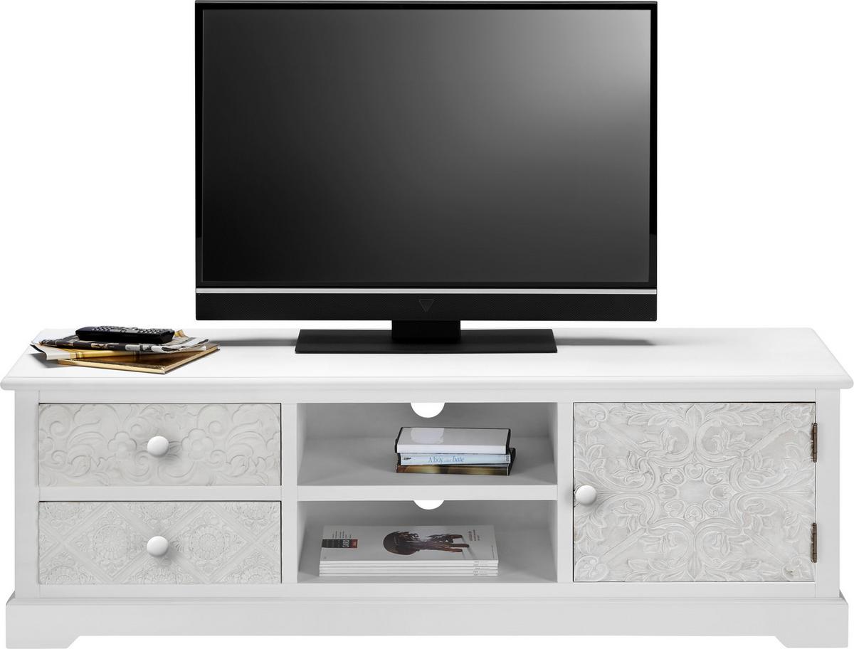 SZAFKA RTV AVERY - kolor brązu/biały, Modern, metal/drewno (140/45/40cm) - Bessagi Home