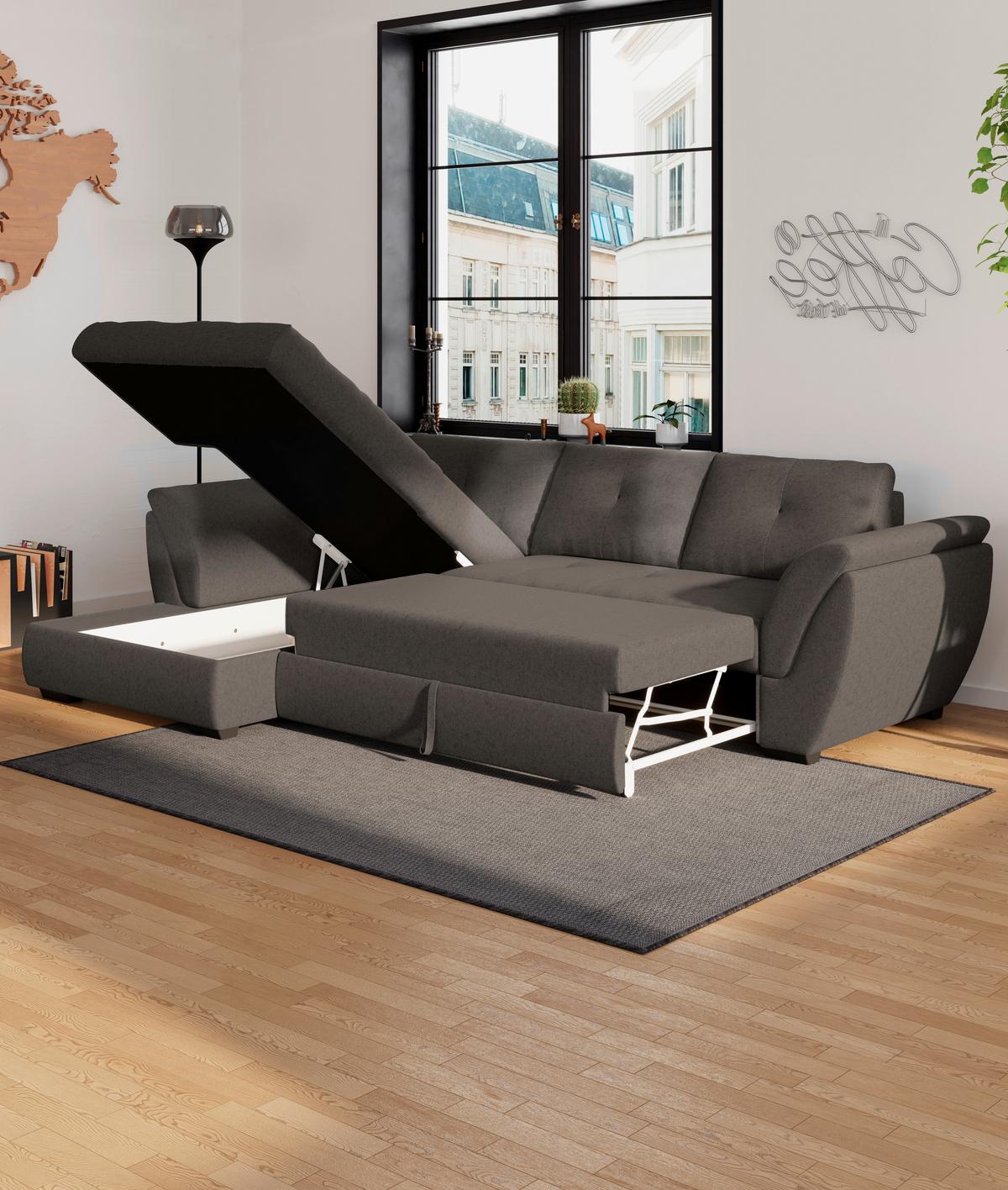 Sedežna Garnitura Berisso, Z Ležiščem In Predalom - rjava, Design (187/278cm) - Mömax