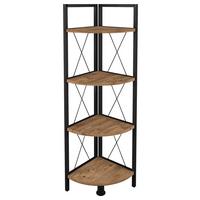 Eckregal INSASI 4 Honigeiche ca. 34x123x34 cm - Honigeiche/Schwarz, Design, Holzwerkstoff/Metall (34/123/34cm) - MID.YOU