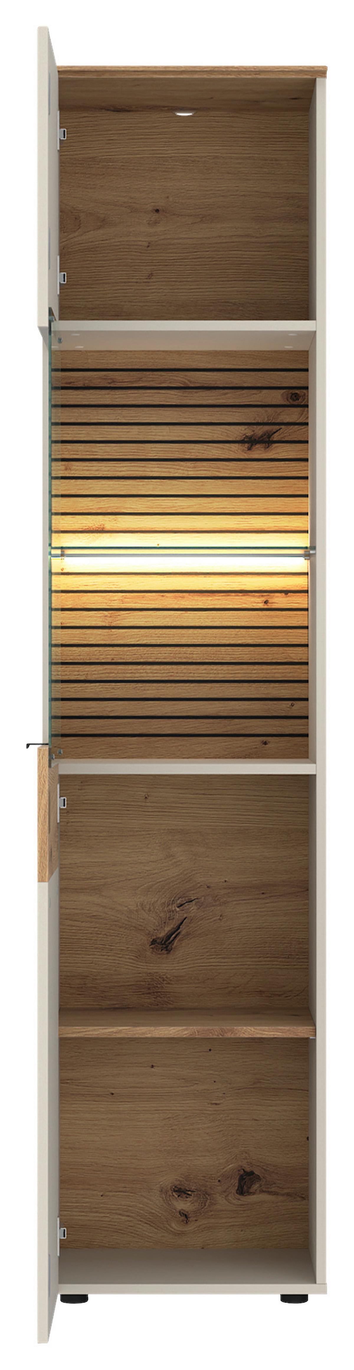 Vitrina Nexa - kašmir/hrast Artisan, Basics, staklo/drvni materijal (45/195/40cm) - Modern Living