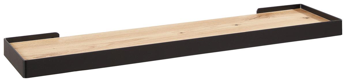 PÓŁKA ŚCIENNA RICKY - kolor dębowy/czarny, Basics, materiał drewnopochodny/metal (60/3/15cm) - Xora