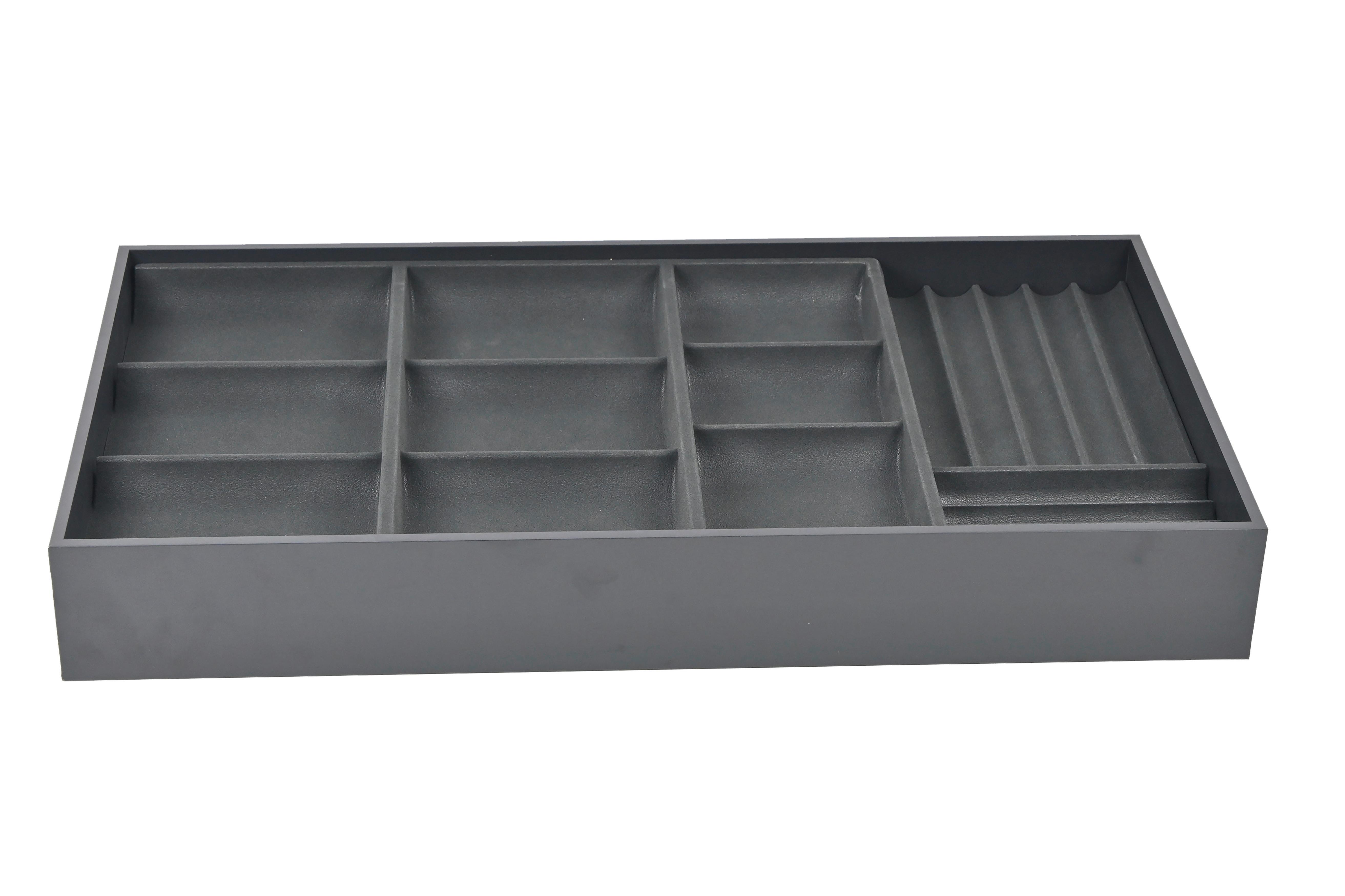 Schmuckbox Unit - L in Grau - Grau, Konventionell, Holzwerkstoff/Textil (79,5/43/10,5cm) - Premium Living