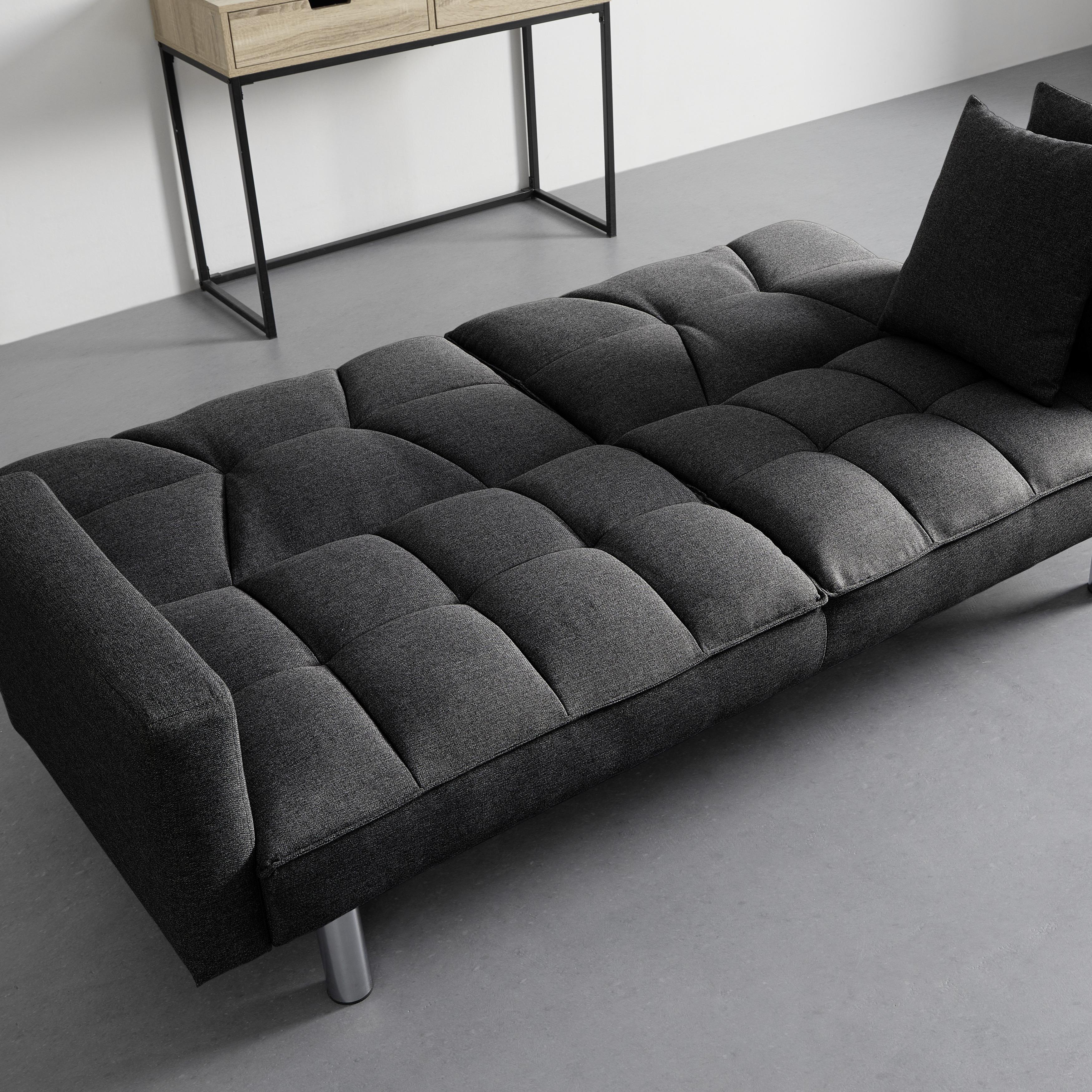 Schlafsofa David Dunkelgrau Webstoff - Chromfarben/Dunkelgrau, MODERN, Holz/Textil (196/83/89cm) - Bessagi Home