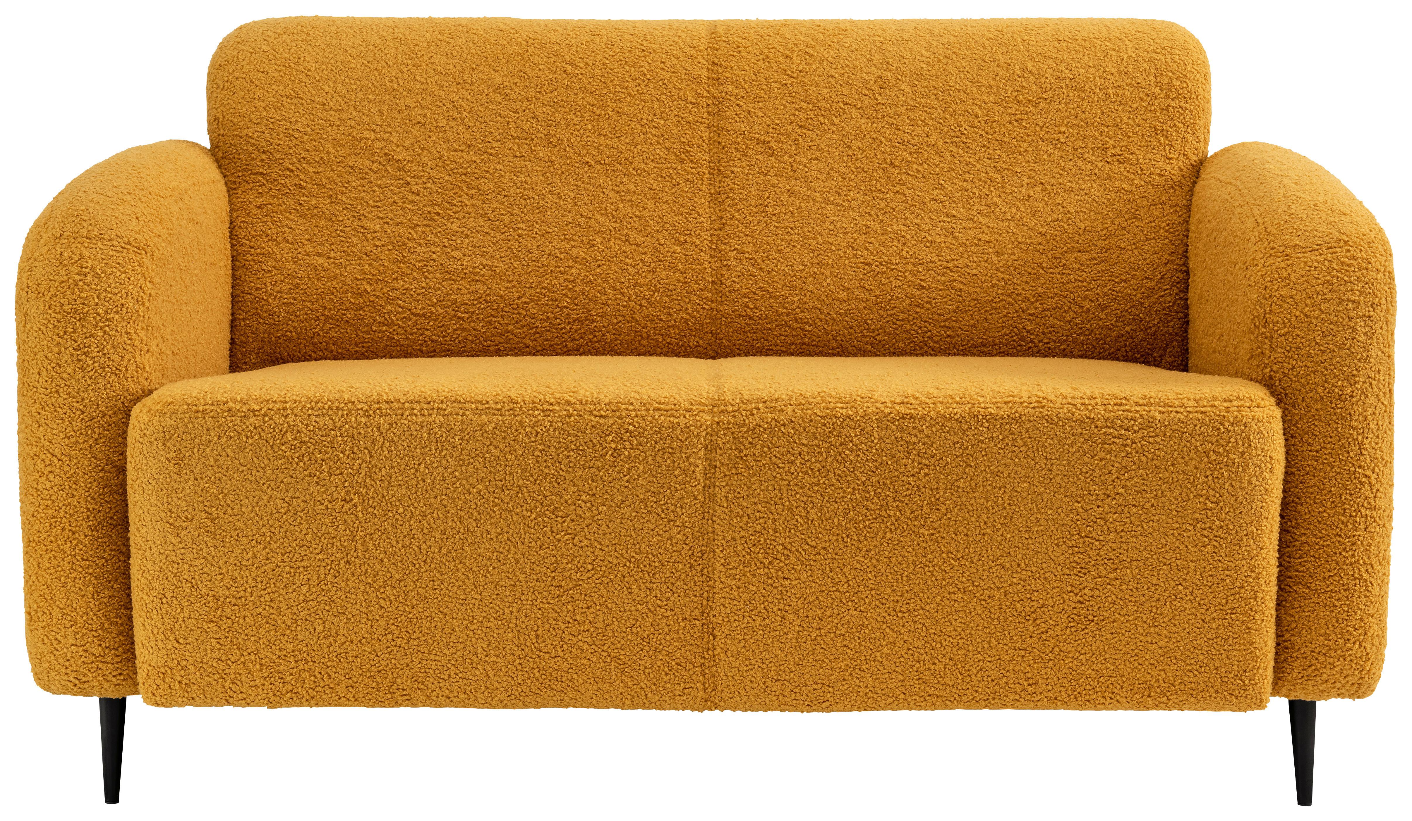 2-Sitzer-Sofa Marone Gelb Teddystoff - Gelb/Schwarz, MODERN, Textil/Metall (140/76/90cm) - Livetastic