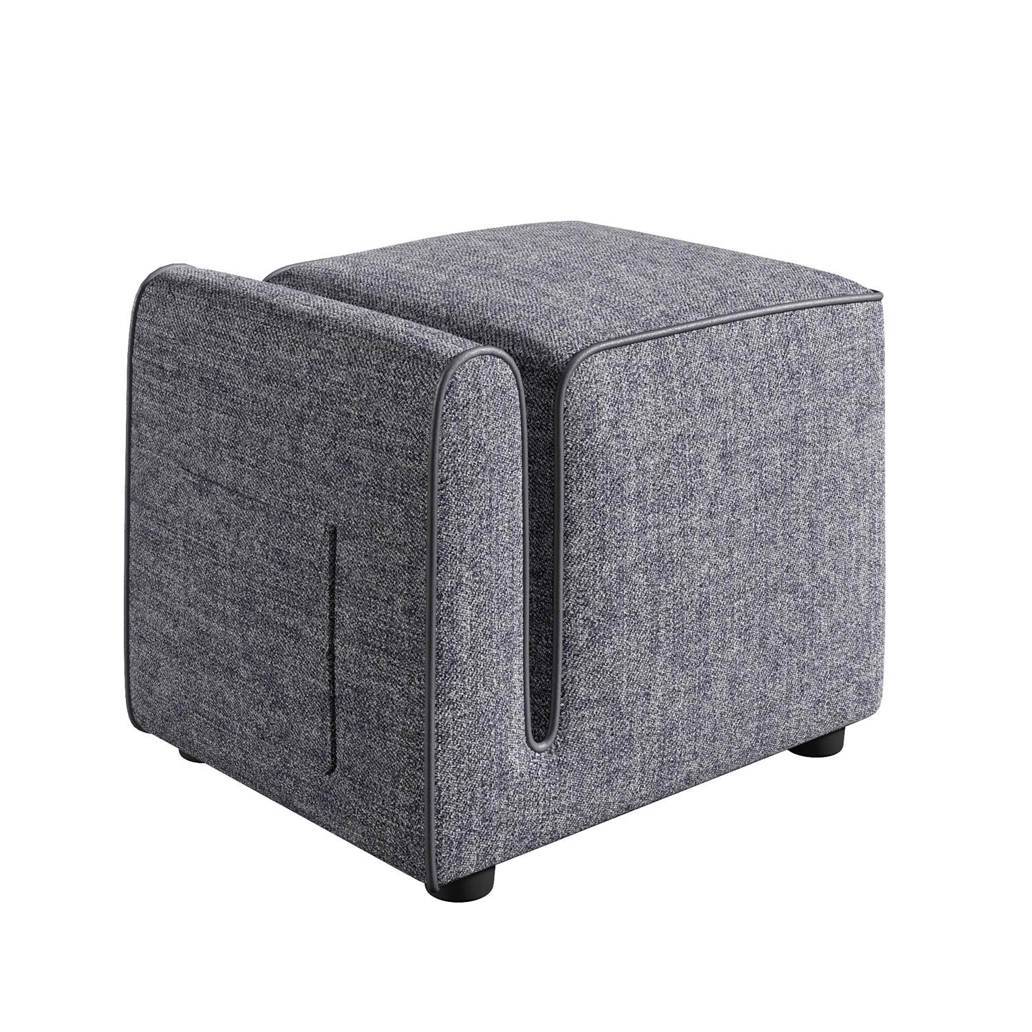 HOCKER PARIS FUßBANK - Grau, Design, Textil (53/43/42cm) - Livetastic
