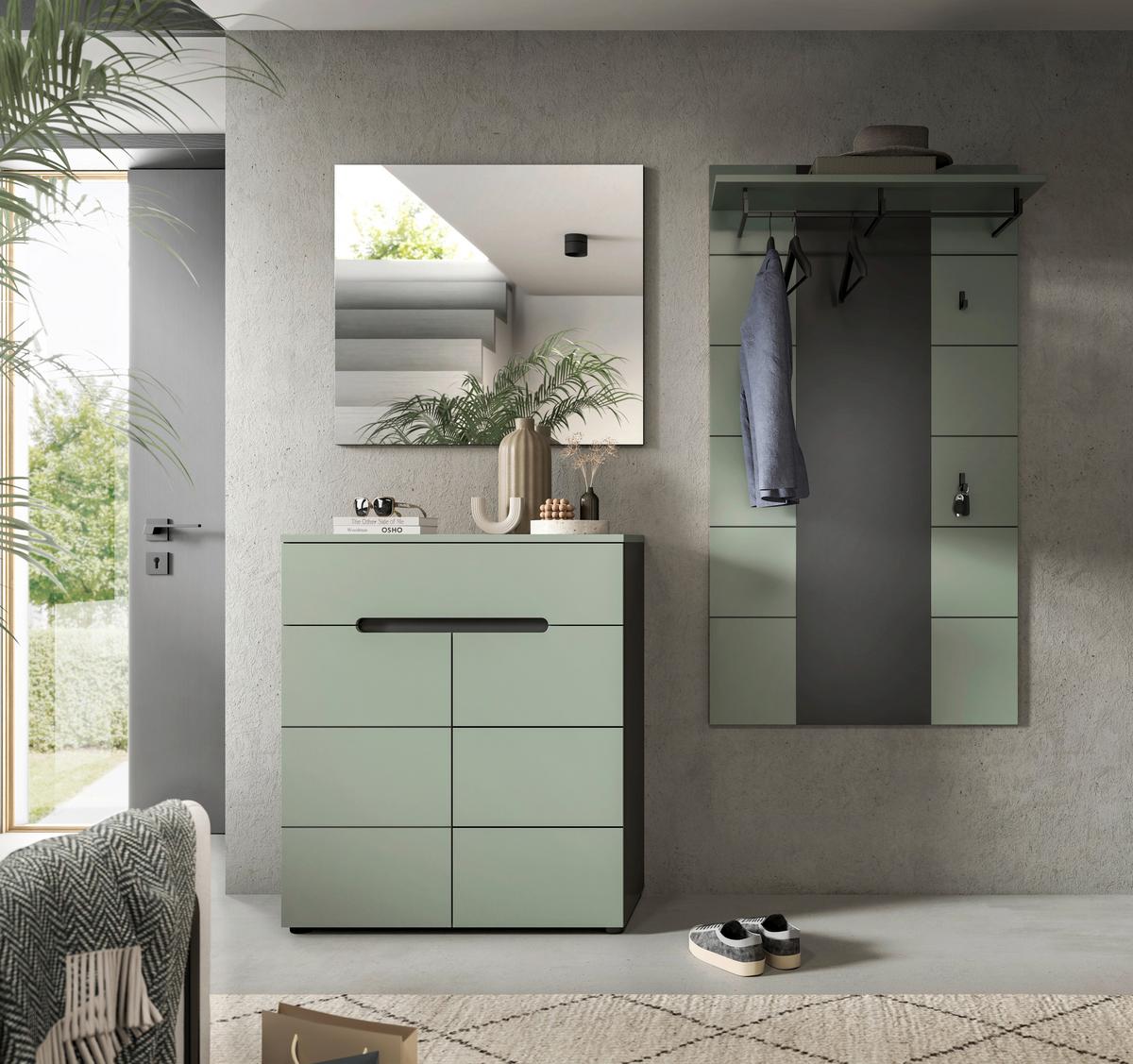 Predsoba Canu, Sivozelena, 3-Delna - siva/sivozelena, Design, leseni material (175/190/37cm) - Livetastic