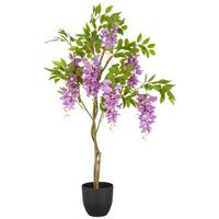 Kunstpflanze Wisteria Grün/Lila ca. 100cm - Lila/Schwarz, Basics, Kunststoff (100cm) - P & B