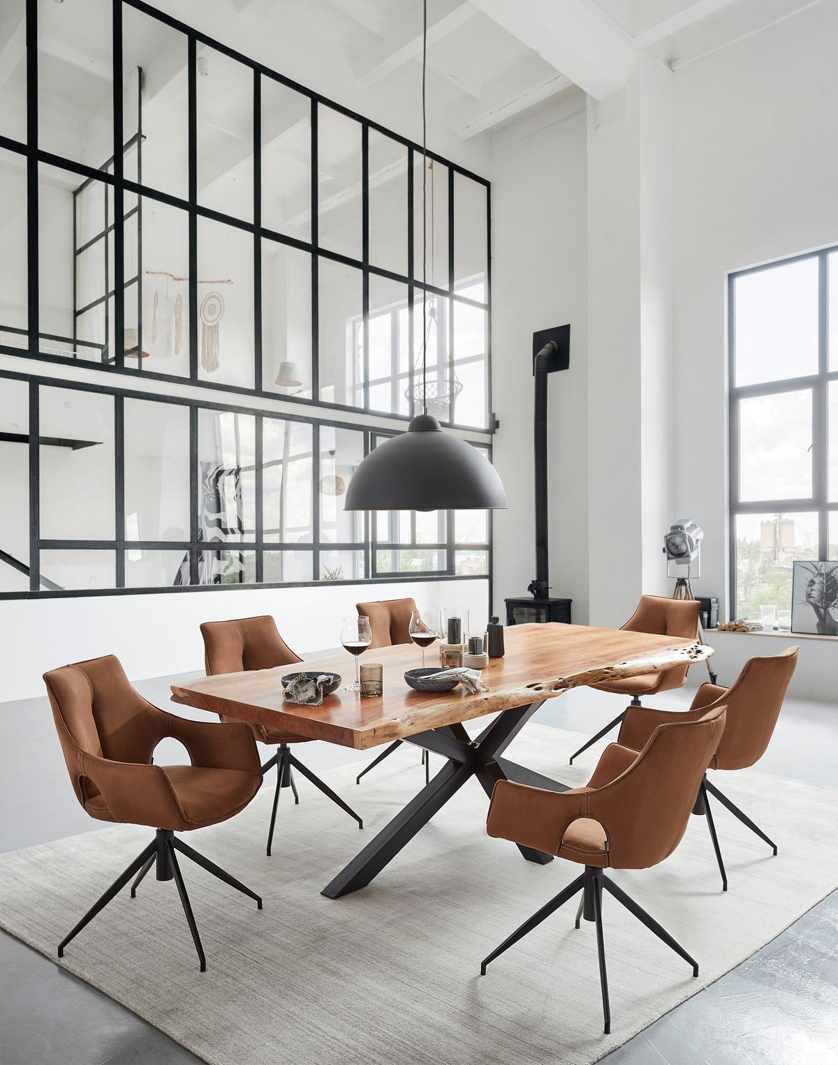 KRZESŁO AMSTERDAM - czarny/brązowy, Design, metal/tkanina (59/87/61cm) - Novel