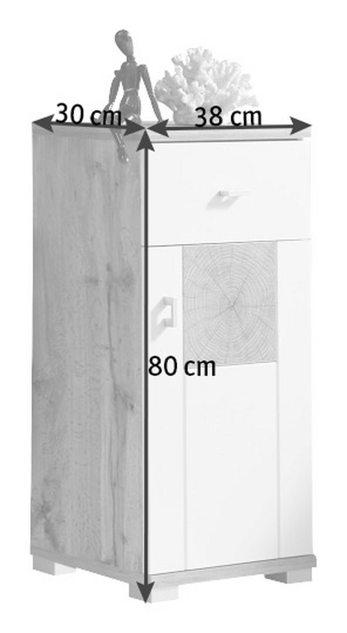 SZAFKA DOLNA SPALT - kolor dębowy/kolor srebrny, Design, materiał drewnopochodny/tworzywo sztuczne (38/80/30cm) - MID.YOU