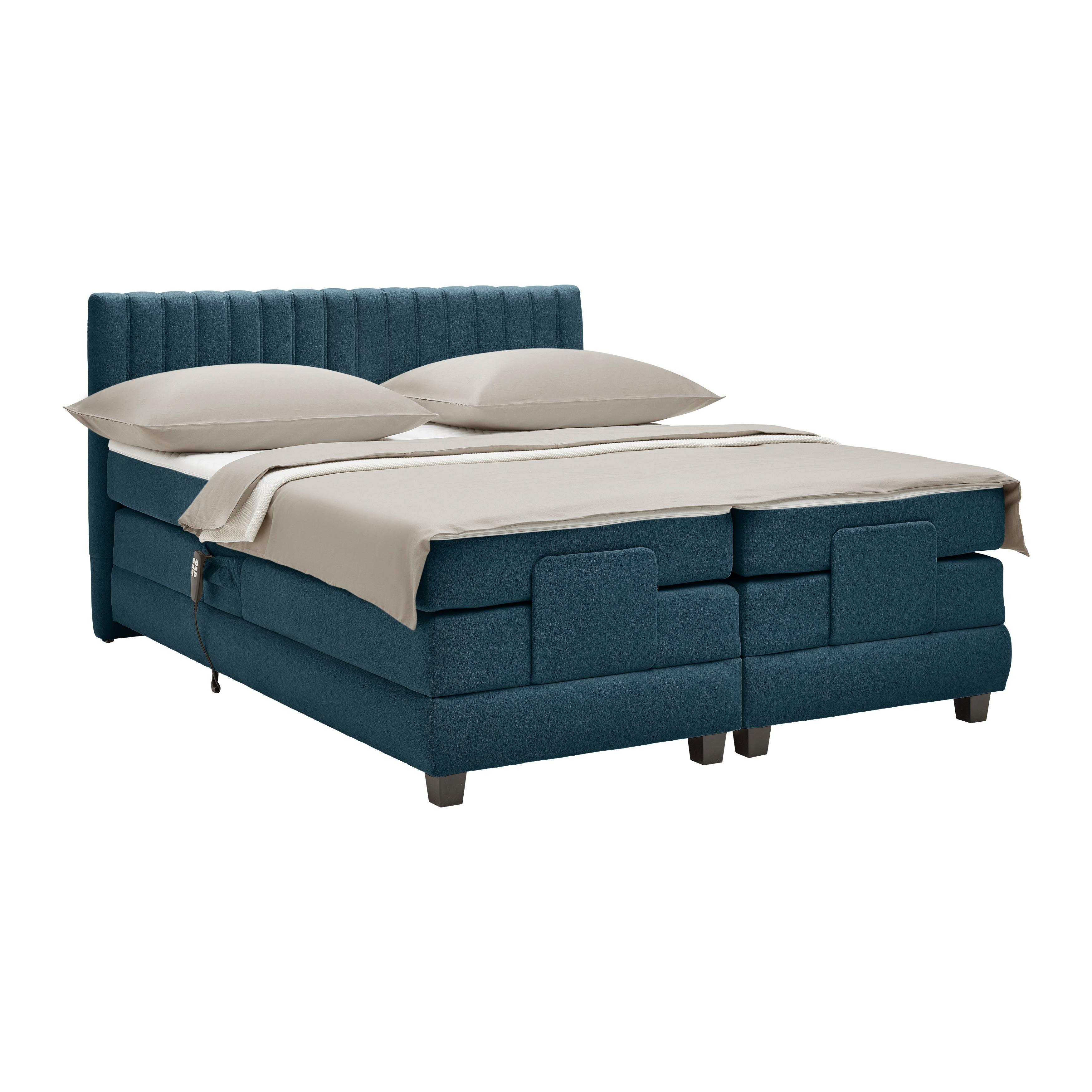 Boxspringbett Dixon Petrol ca. 160x200cm - Petrol/Schwarz, Konventionell, Holz/Holzwerkstoff (160/200cm) - Premium Living