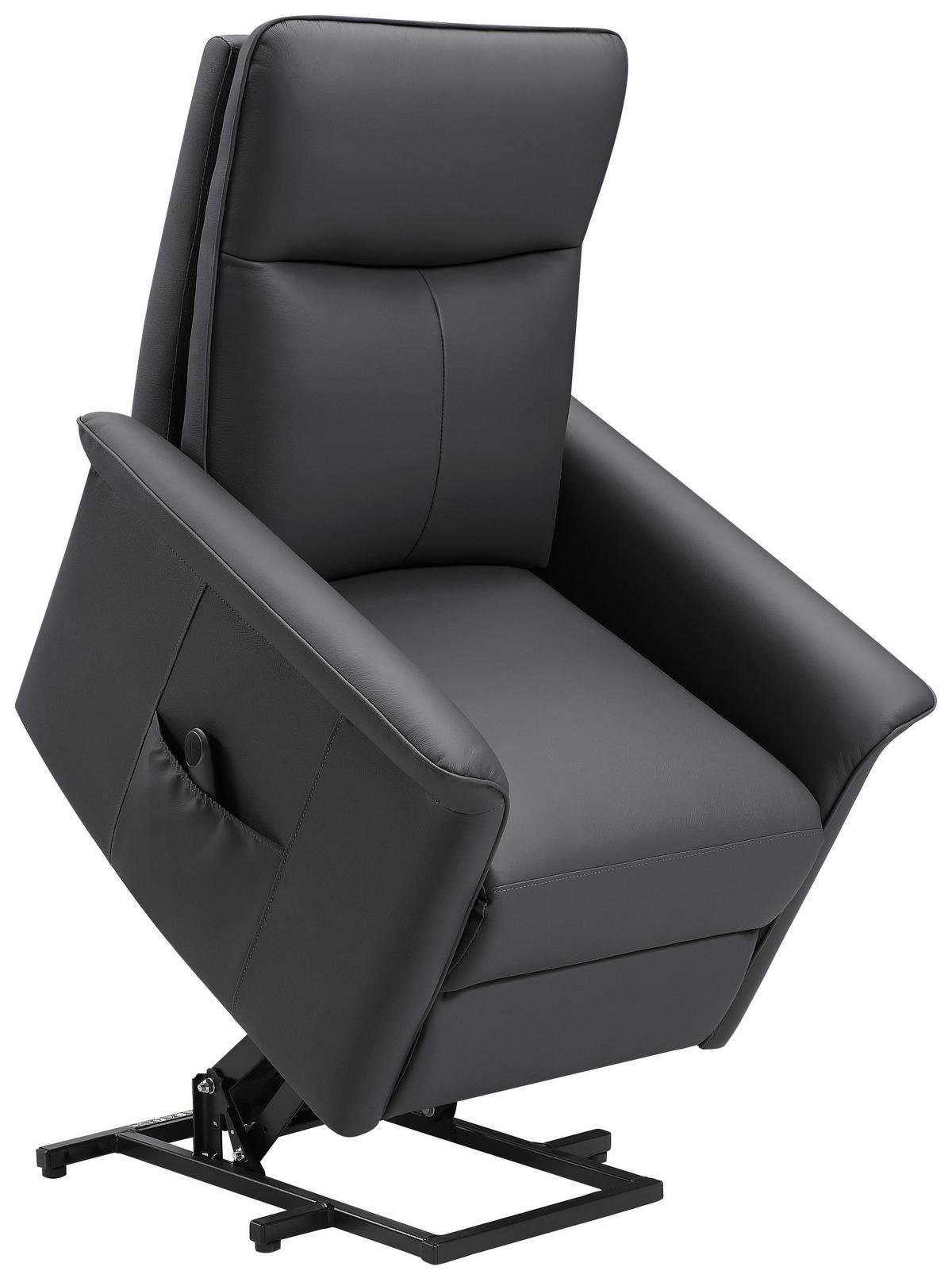 Relaxsessel Carlo Anthrazit - Anthrazit/Schwarz, KONVENTIONELL, Leder/Holz (77/103/84cm) - Mömax