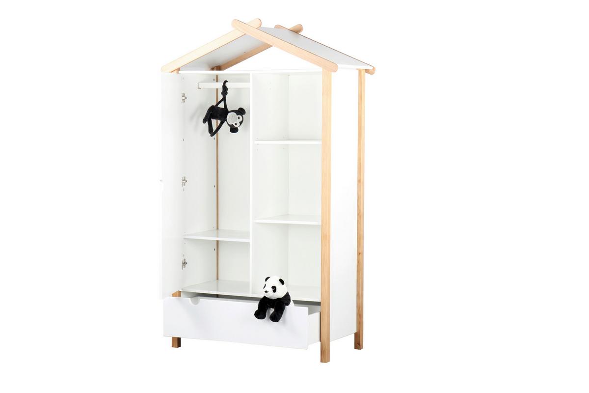 Drehtürenschrank Weiß/Naturfarben - Weiß/Naturfarben, Design, Holz/Holzwerkstoff (112/187/51cm) - Livetastic