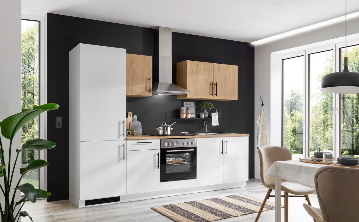 Konyhablokk Gépek Nélkül Hamburg Z 270 White - tölgyfa színű/fekete, Trend, faalapú anyag/fém (270/200/60cm)