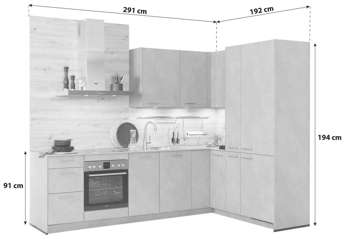 Bucătărie la comandă Stoneart - Modern, material pe bază de lemn (291/192cm) - Nobilia