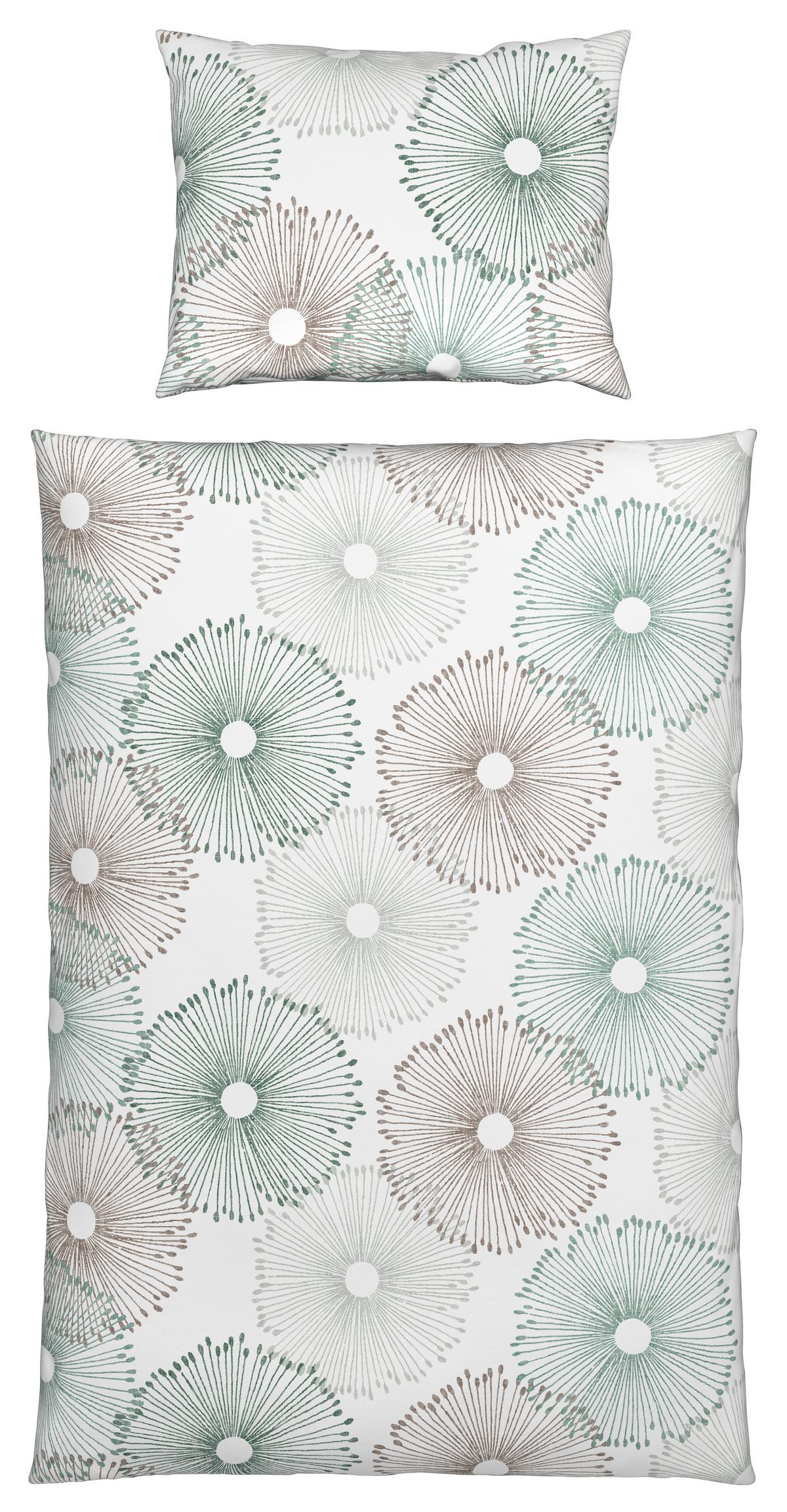 BETTWÄSCHESET MILA - Weiss/Grün, Natur, Textil (160/210cm) - Modern Living