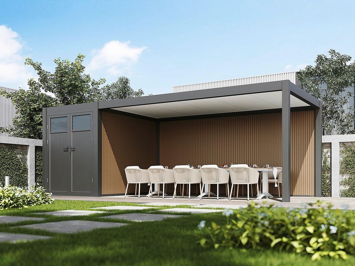 Nadstrešek Za Avto Pergoline, Antracit, 3x7,2m - barve grafita, Basics, kovina (300/255/720cm) - Gardenson