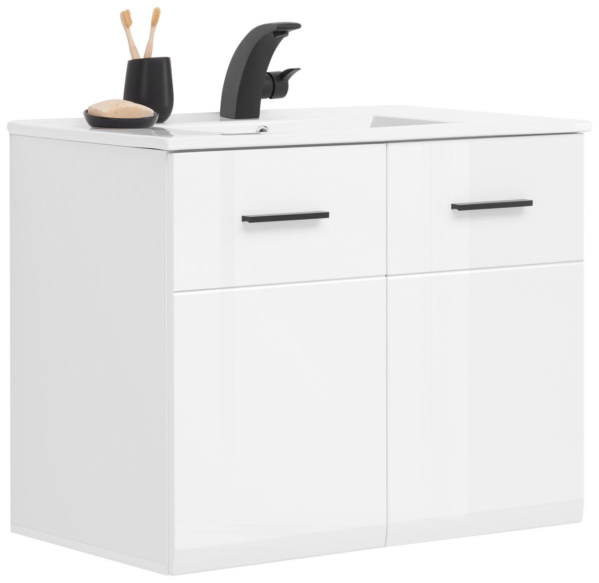 Umivalna Enota Z Umivalnikom Avanti, Bela - bela/visoki sijaj, Design, umetna masa/leseni material (79,8/84,6/46cm) - Hom`in