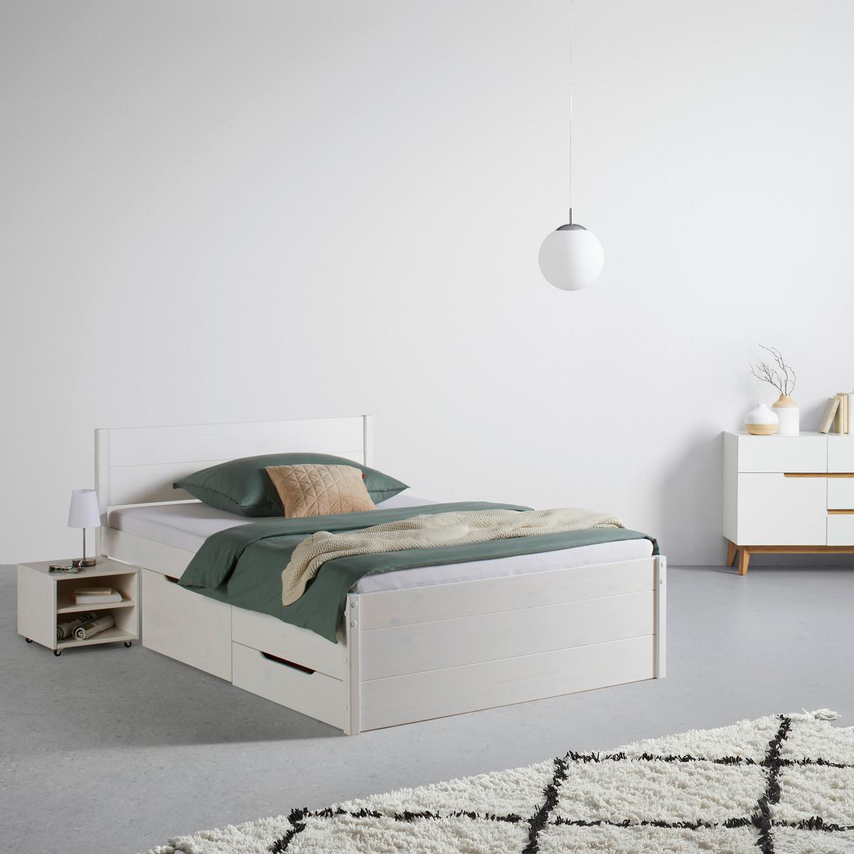 Stauraumbett Efektivo in Weiß ca. 140x200cm - Weiss/Naturfarben, Konventionell, Holz (140/200cm) - Zandiara