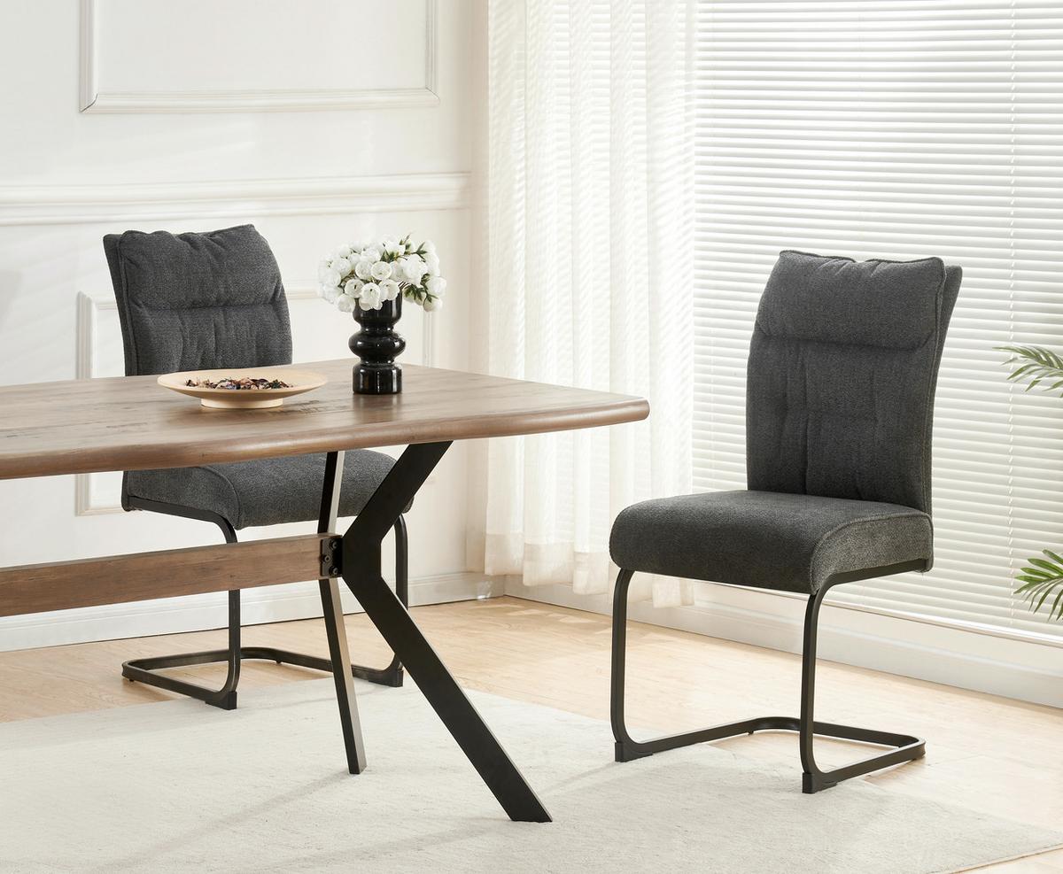 SCHWINGSTUHL-SET FRIEDA - Anthrazit/Schwarz, Modern, Textil/Metall (47/94/61cm) - MID.YOU