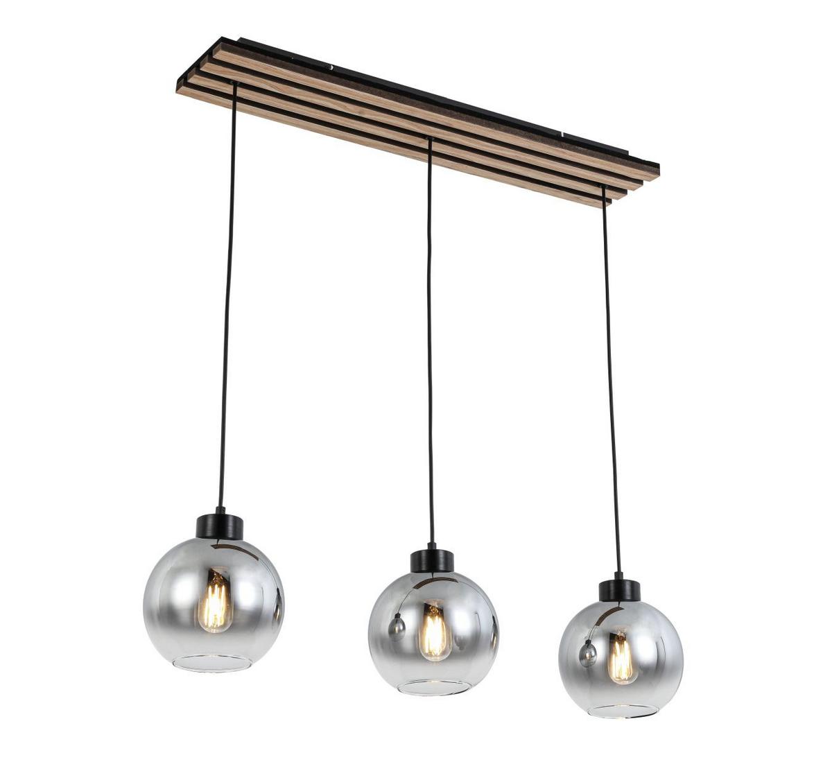 LAMPA WISZĄCA FLORIDA *SBN* - kolor dębowy/czarny, Basics, materiał drewnopochodny/tworzywo sztuczne (76/18/120cm) - Novel