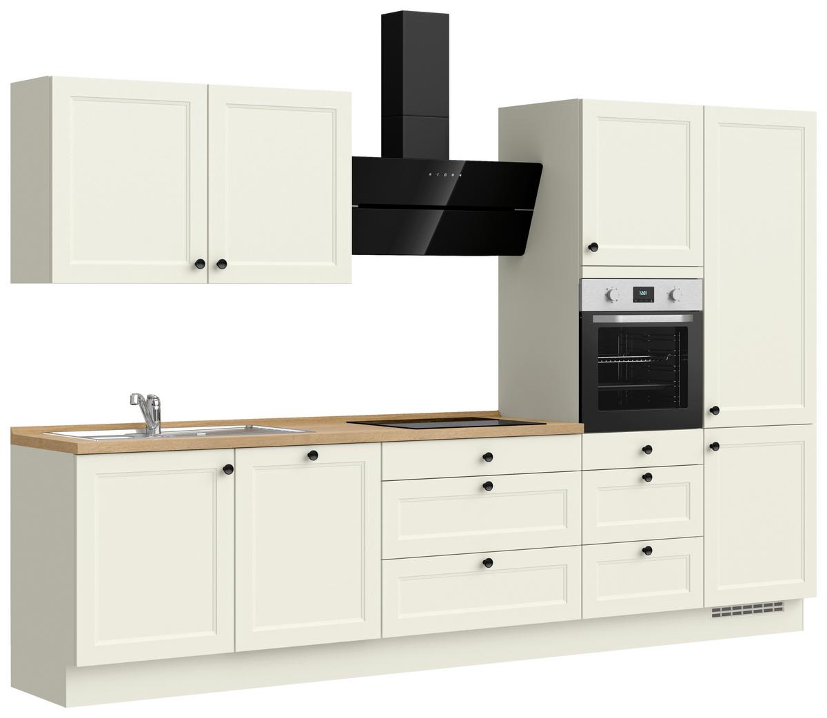 Küchenblock Cascada High m. Geräten Weiß - Eichefarben/Schwarz, MODERN, Holzwerkstoff/Metall (330cm) - Nobilia