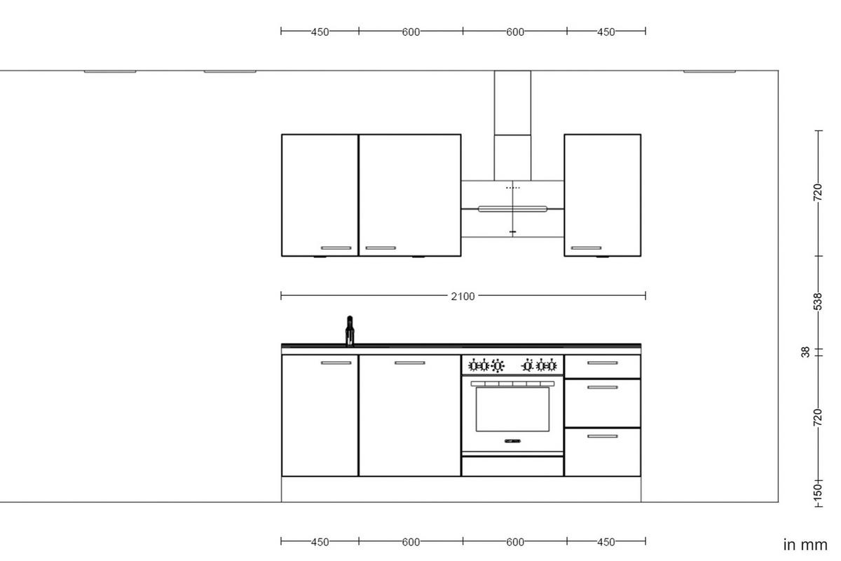 Küchenleerblock Easytouch High o. Geräte Sandfarben - Sandfarben/Eichefarben, MODERN, Holzwerkstoff/Metall (210cm) - Nobilia