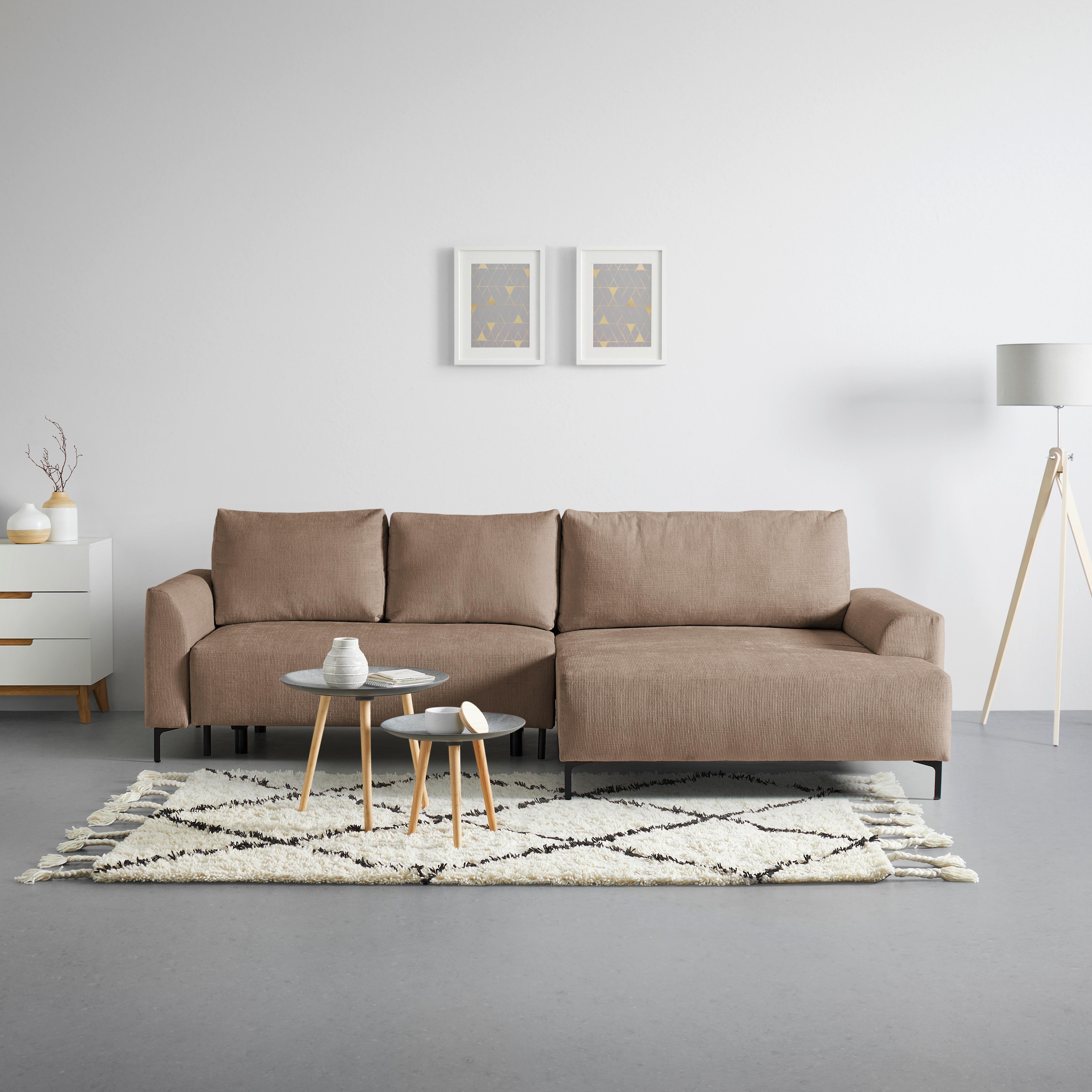 Ecksofa Integra Cappuccino - Schwarz/Cappuccino, Textil/Metall (294/81-93/170cm) - Mömax