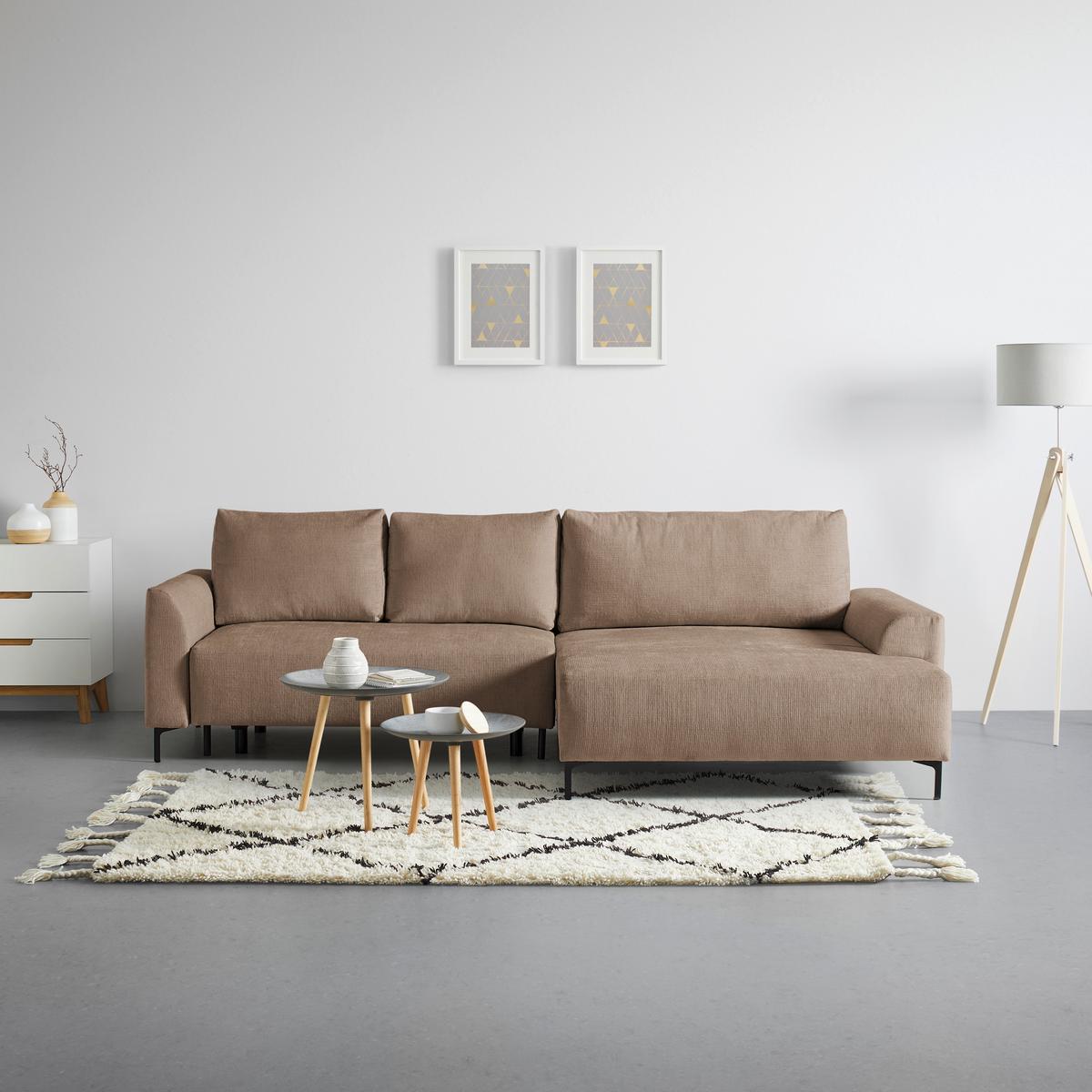 Ecksofa Integra Cappuccino - Schwarz/Cappuccino, Textil/Metall (294/81-93/170cm) - Mömax