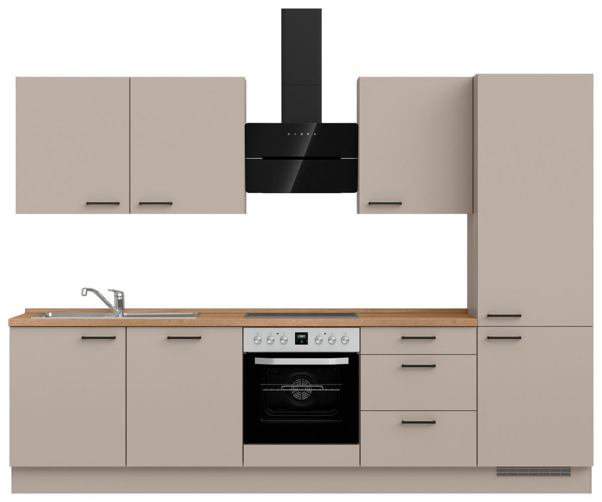 Küchenleerblock Easytouch High o. Geräte Sandfarben - Sandfarben/Eichefarben, MODERN, Holzwerkstoff/Metall (300cm) - Nobilia