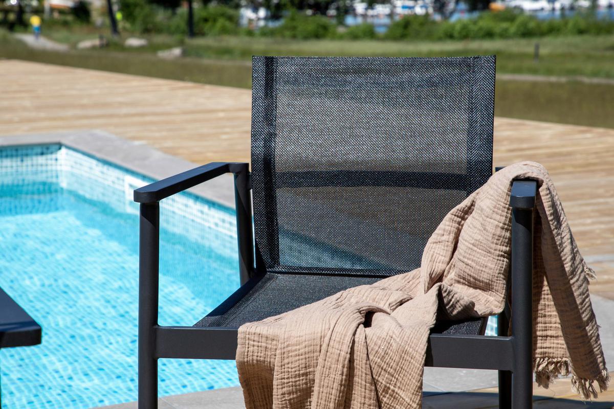 GARTENGARNITUR BREAK - Schwarz, KONVENTIONELL, Glas/Textil - Gardenson