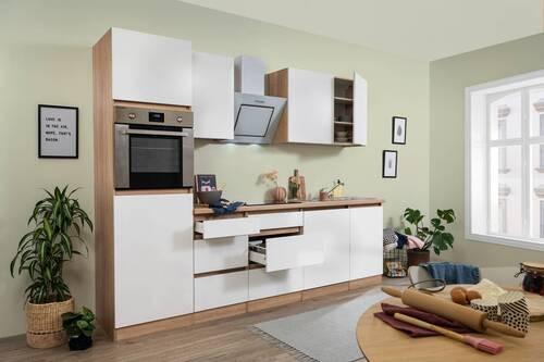 Küchenblock Premium Eiche B: ca. 280 cm - Eichefarben/Weiß, MODERN, Holzwerkstoff (280cm) - Respekta