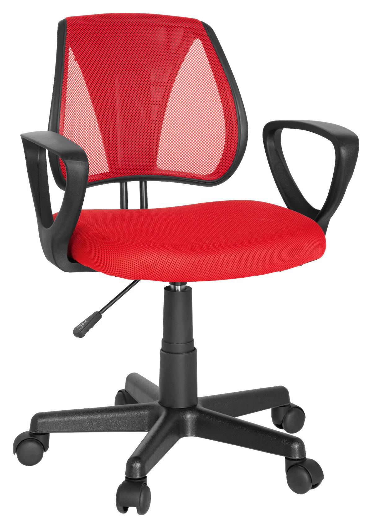 Jugenddrehstuhl Kiddy CD ca. 58x75-92x45 cm Rot - Rot/Schwarz, Basics, Kunststoff (58/75-92/45cm) - MID.YOU