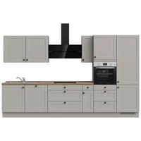 Küchenblock Cascada High m. Geräten Grau - Eiche dunkel/Schwarz, MODERN, Holzwerkstoff/Metall (360cm) - Nobilia