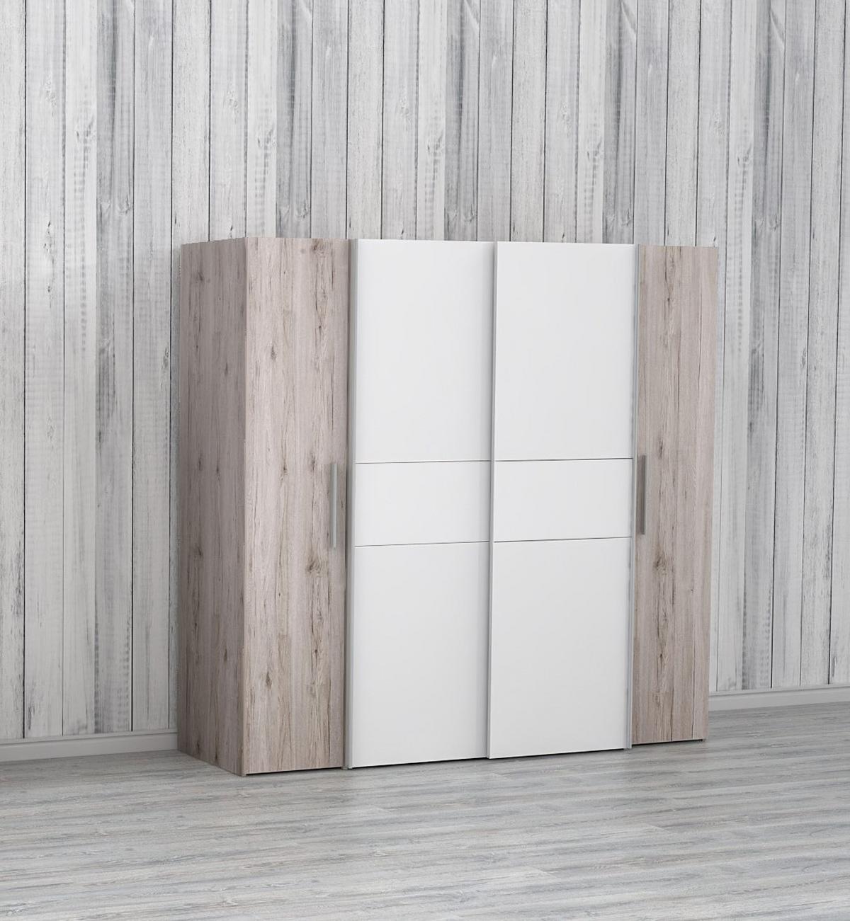 Ormar Za Odjeću Kalixtus - bijela/boje hrasta, Moderno, drvni materijal/metal (200,1/190,5/61,6cm) - Modern Living