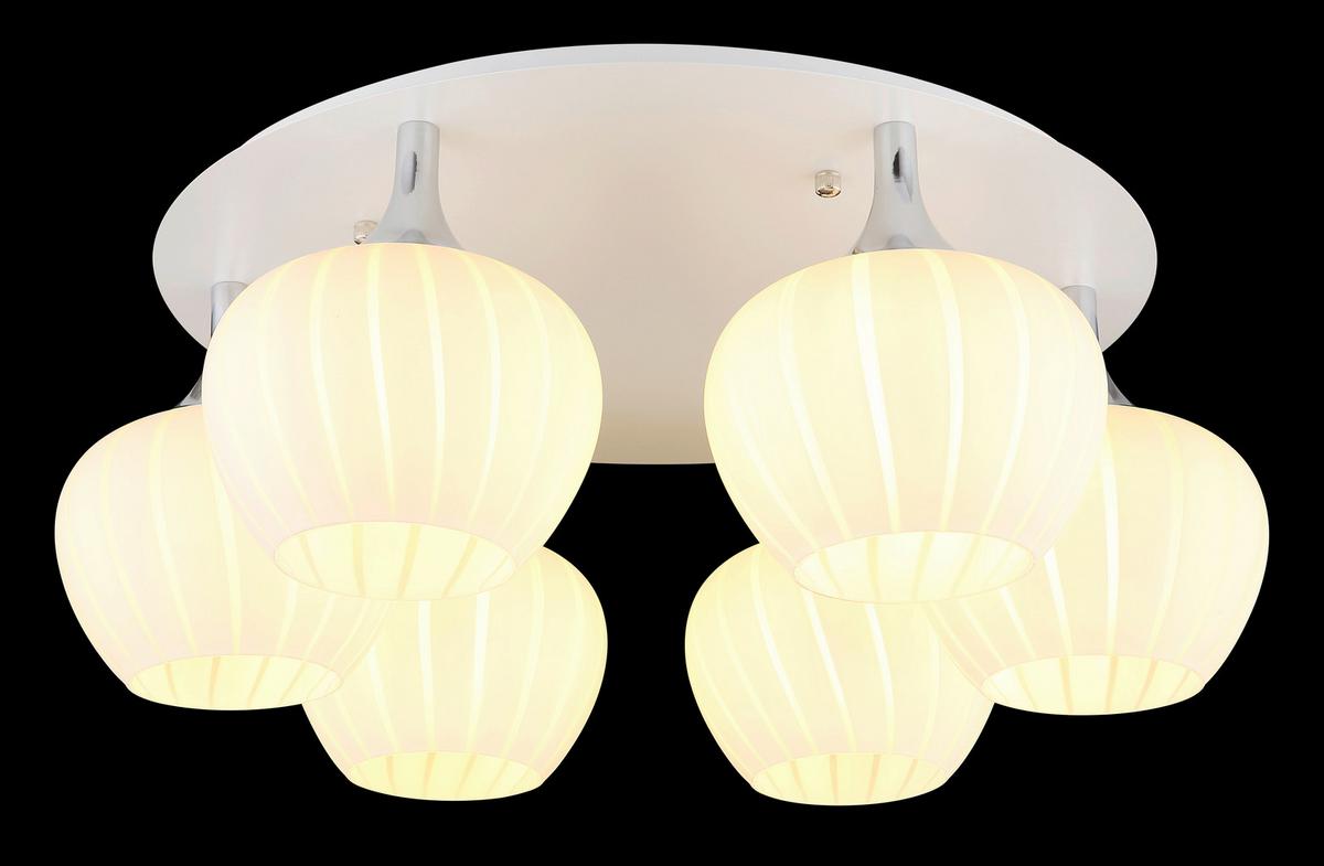 Deckenleuchte Maxy Opal/Chromfarben max. 40 Watt - Chromfarben/Opal, KONVENTIONELL, Glas/Metall (65/25,5cm) - Globo