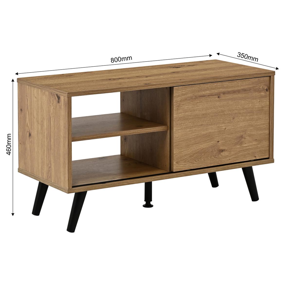 Tv Mizica Move - črna/hrast artisan, Moderno, kovina/leseni material (80/46/35cm) - Based