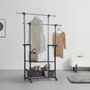 KLÄDSTÄLLNING PÅ HJUL BEN II -SB- - kromfärg/svart, Modern, metall/plast (74-123/127-163/48cm) - Mömax