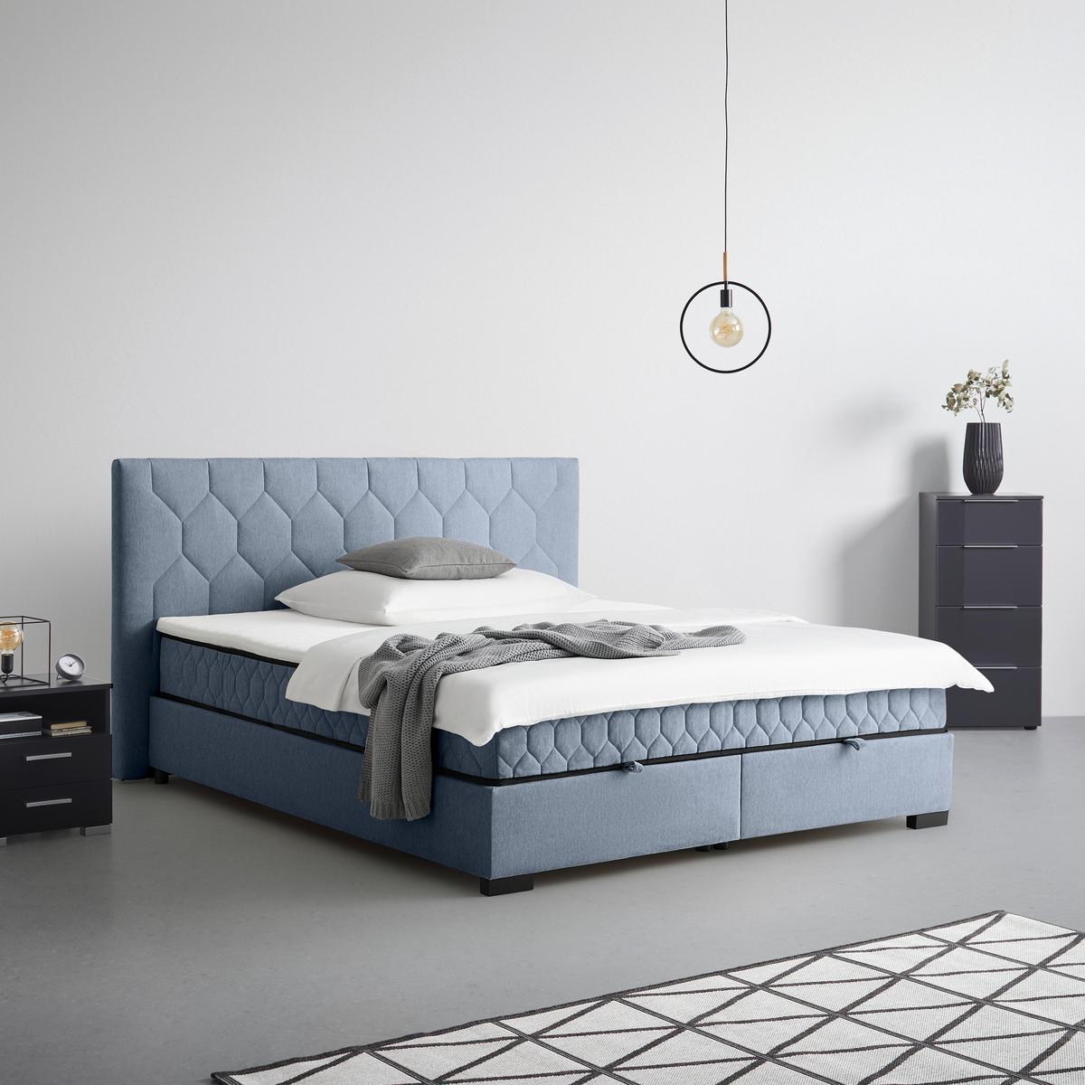 Box Krevet Maya D - crna/sivoplava, Konvencionalno, drvni materijal/drvo (200/220cm) - Based