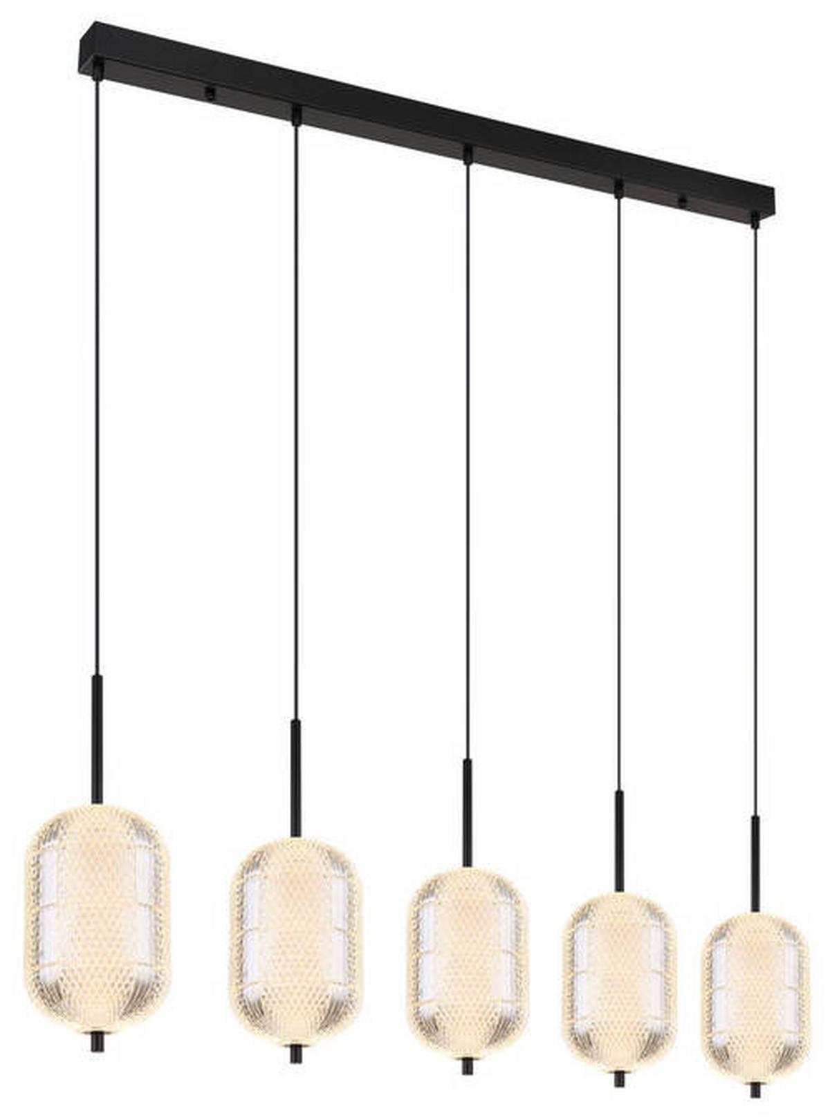 LED-Hängeleuchte Kurius Schwarz max. 60 Watt - Klar/Schwarz, KONVENTIONELL, Kunststoff/Metall (118/15/120cm) - Globo