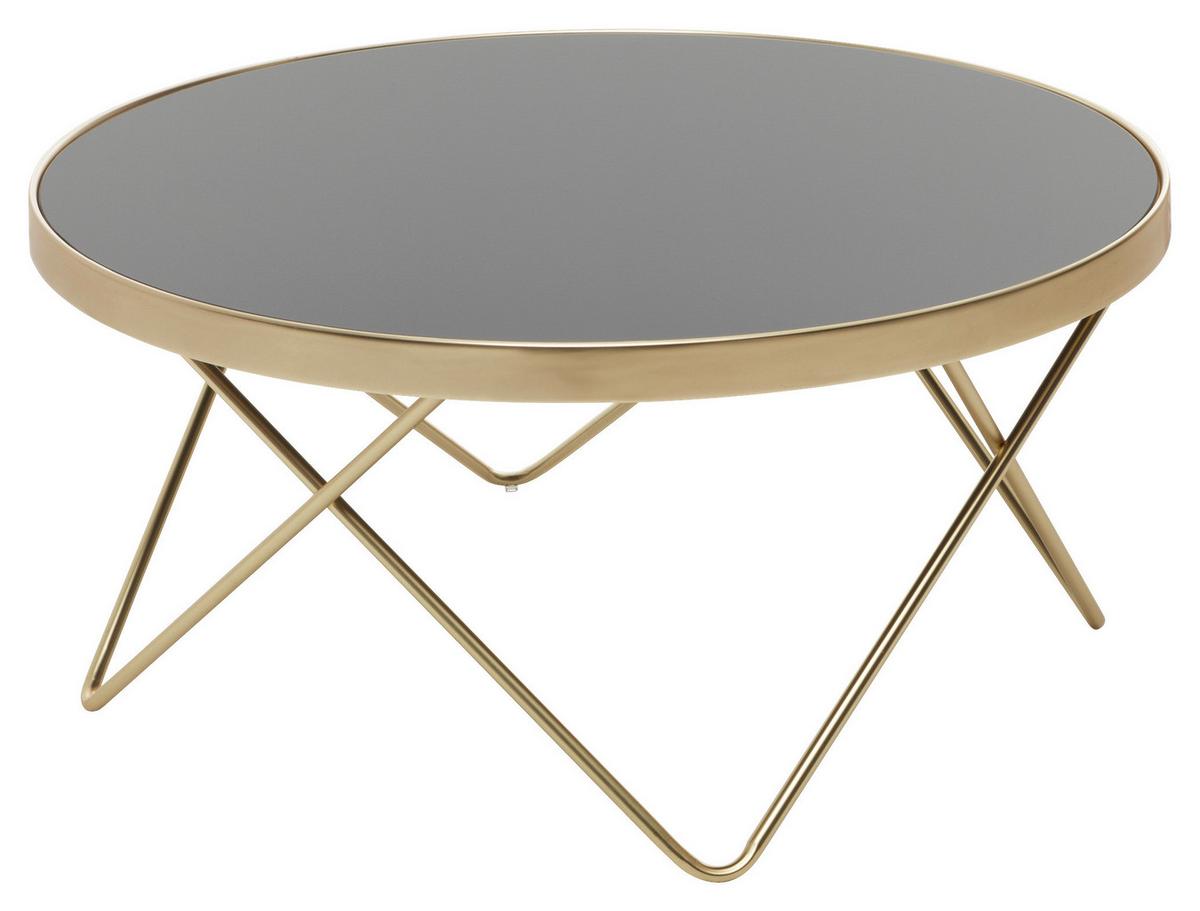 Couchtisch Dana in Schwarz/Gold Rund - Goldfarben/Schwarz, Design, Glas/Metall (82/82/39cm) - MID.YOU