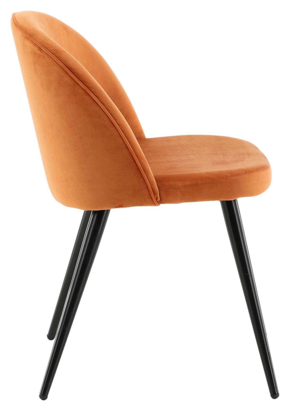 STUHL-SET VELVET - Schwarz/Orange, Design, Textil/Metall (57/76.5/50cm) - Livetastic