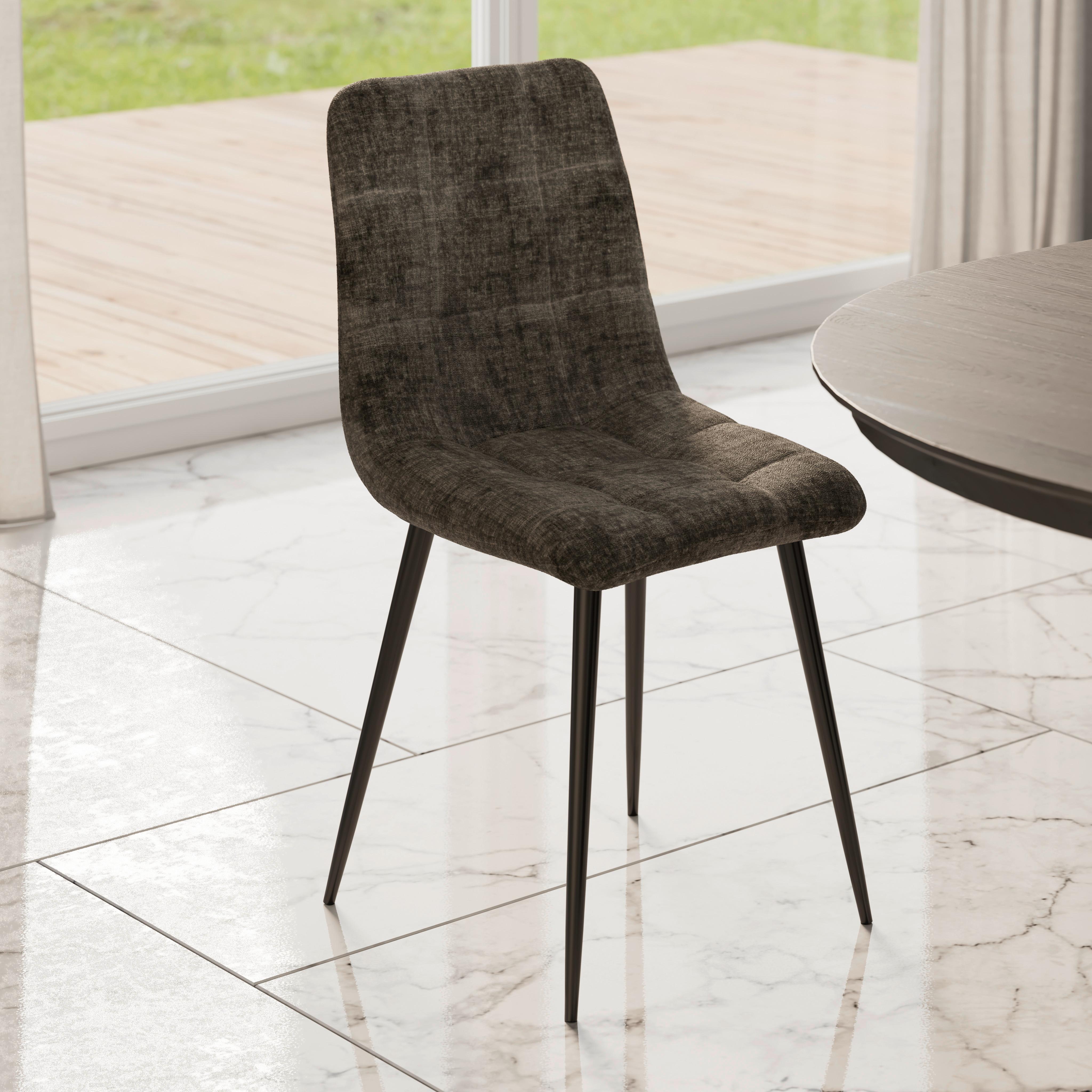 Stuhl Mino Grau Webstoff Gepolstert - Schwarz/Grau, MODERN, Textil/Metall (46/88/54cm) - Bessagi Home