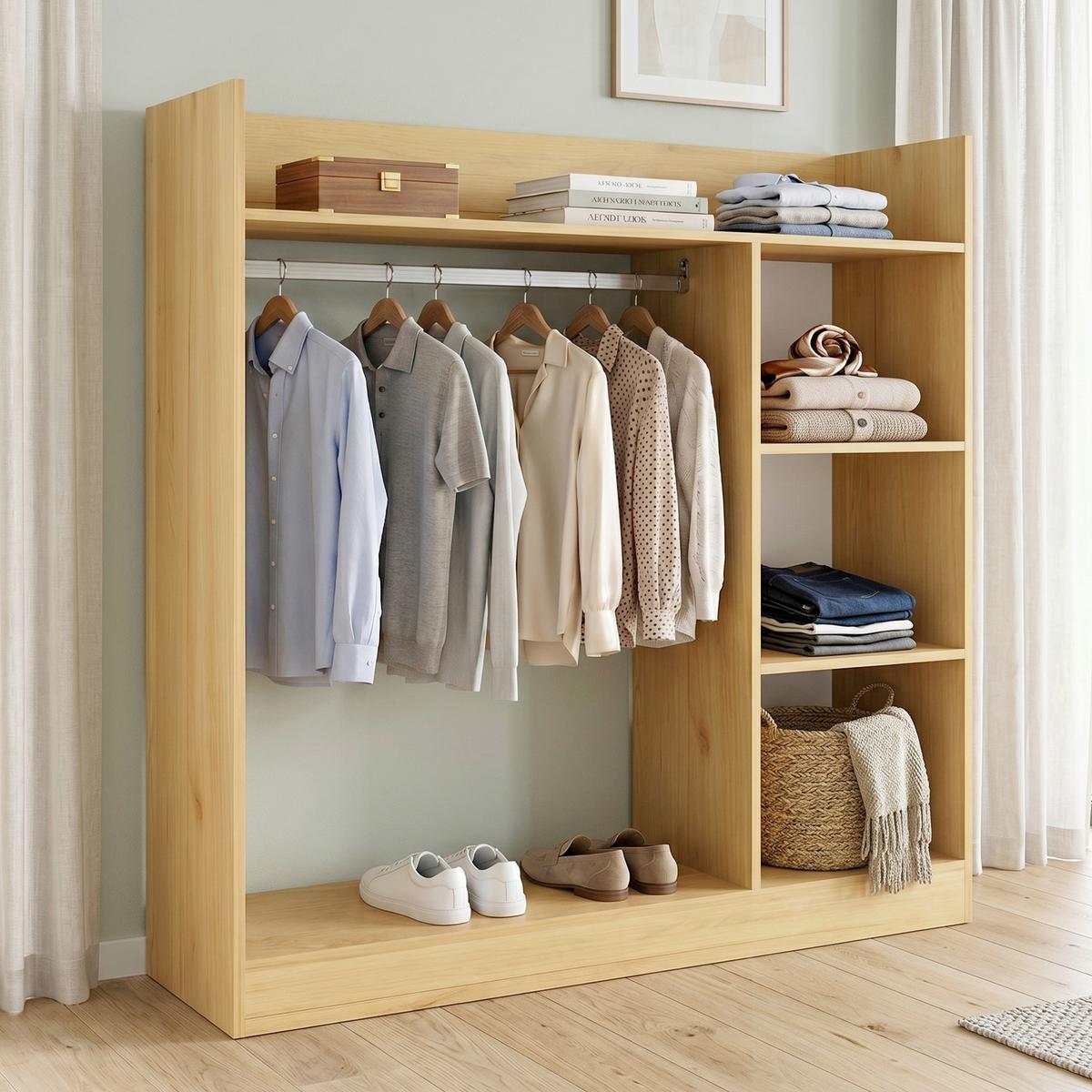 Offener Kleiderschrank Palosa "l" - Honigeiche, Modern, Holzwerkstoff/Metall (124/120/35cm) - Livetastic