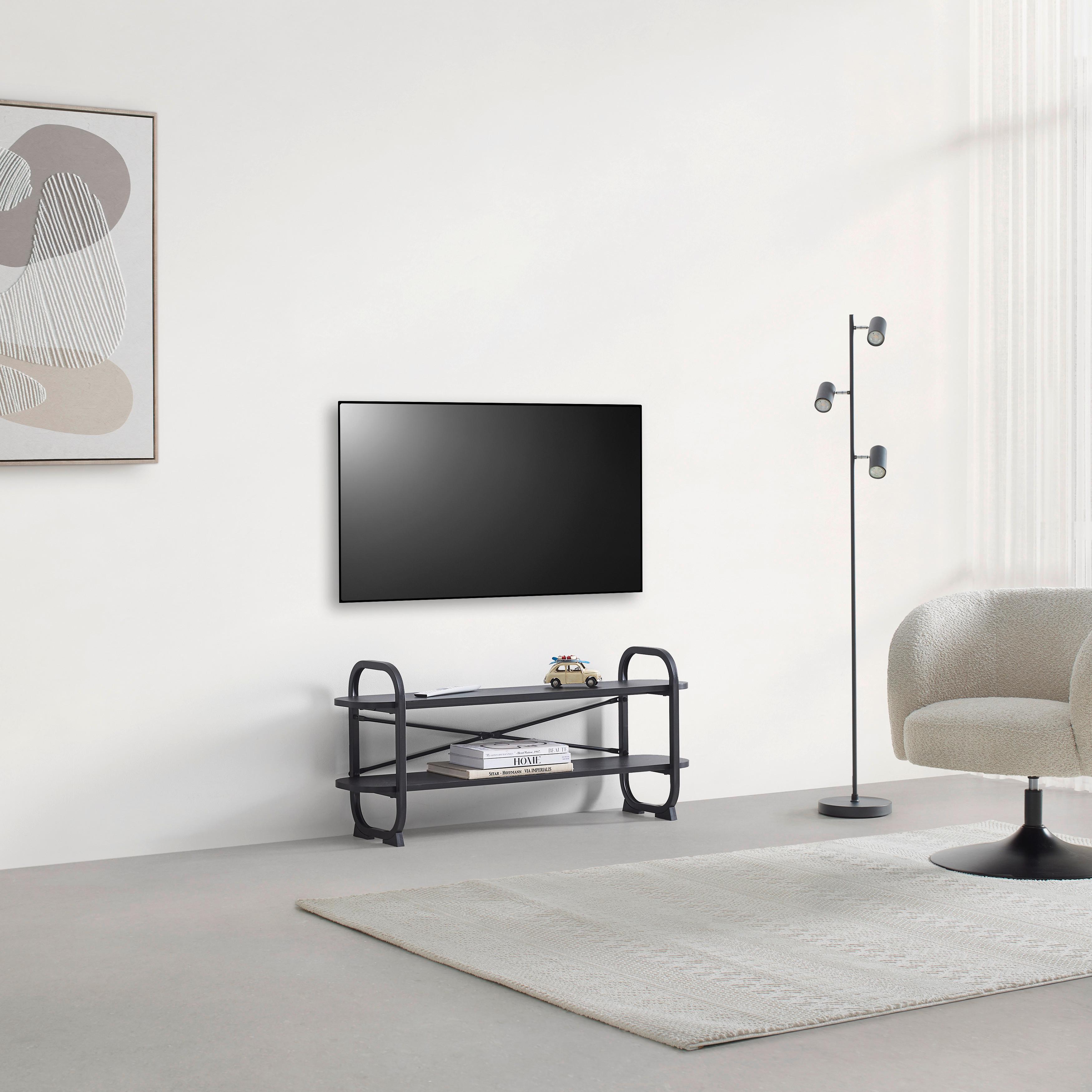 MEDIABÄNK BEND -EXKLUSIV- - svart, Modern, metall/trämaterial (100/44/27cm) - Mömax