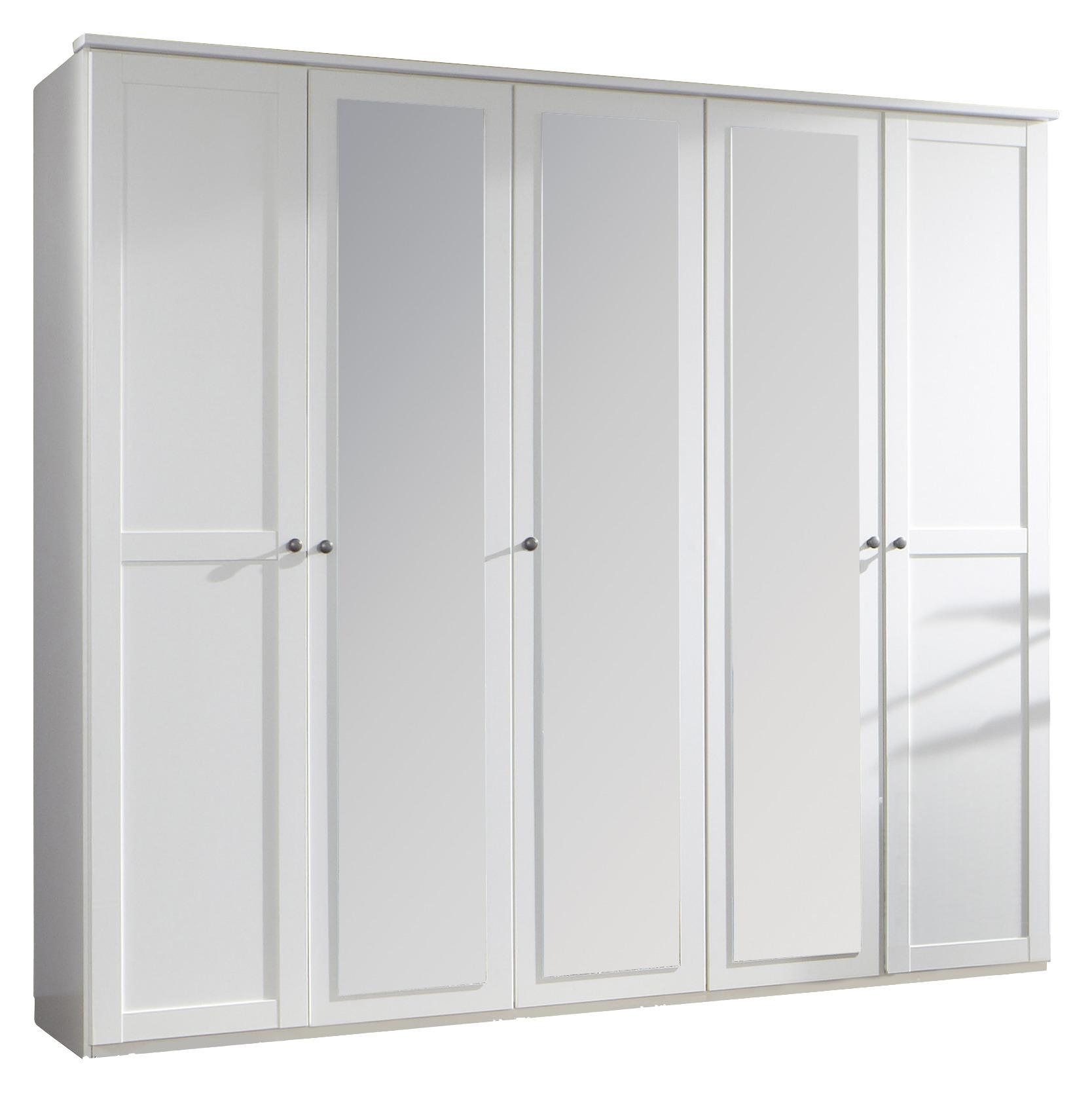 Drehtürenschrank mit Spiegel ca. 225x210 cm Weiß - Braun, KONVENTIONELL (225/210/58cm) - MID.YOU