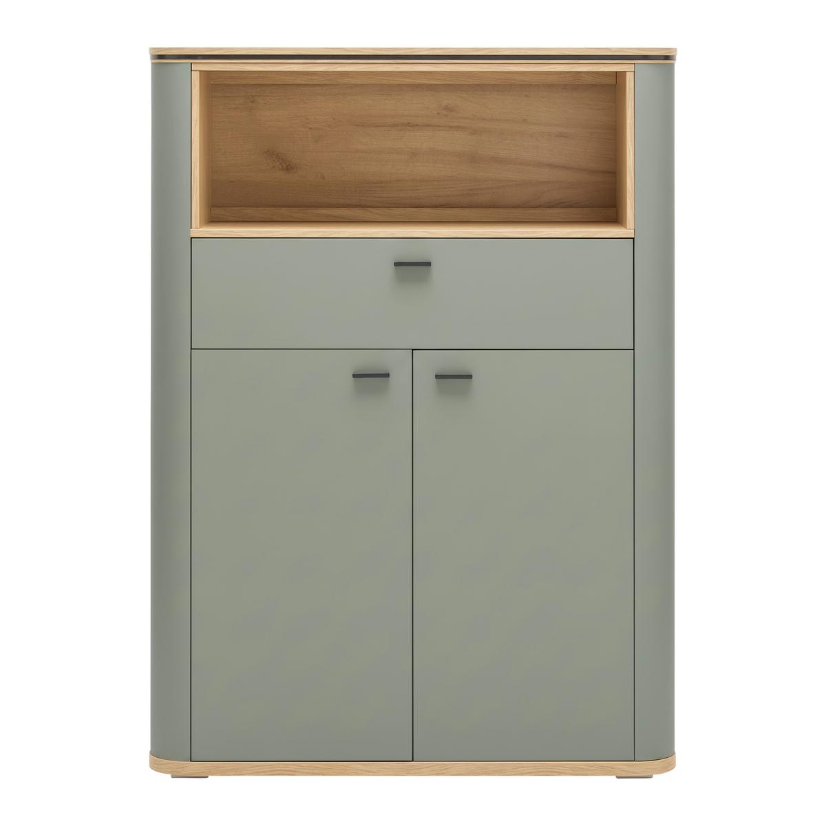 Highboard Lagos Salbeigrün/Eiche Artisan - Salbeigrün/Anthrazit, MODERN, Holzwerkstoff/Kunststoff (109,2/148,3/37,5cm) - Premium Living