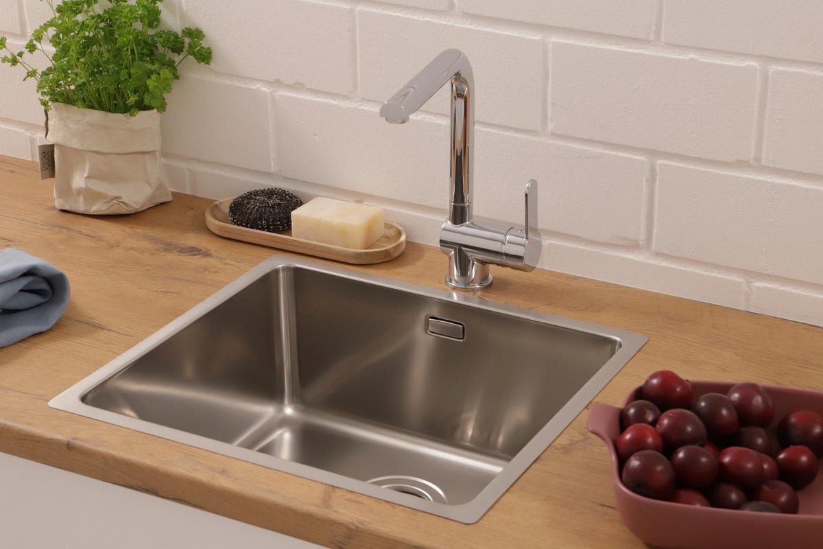 Einzelbecken Detroit ca. 49x23x44 cm Edelstahl - Edelstahlfarben, Trend, Metall (49/22,5/44cm) - Respekta